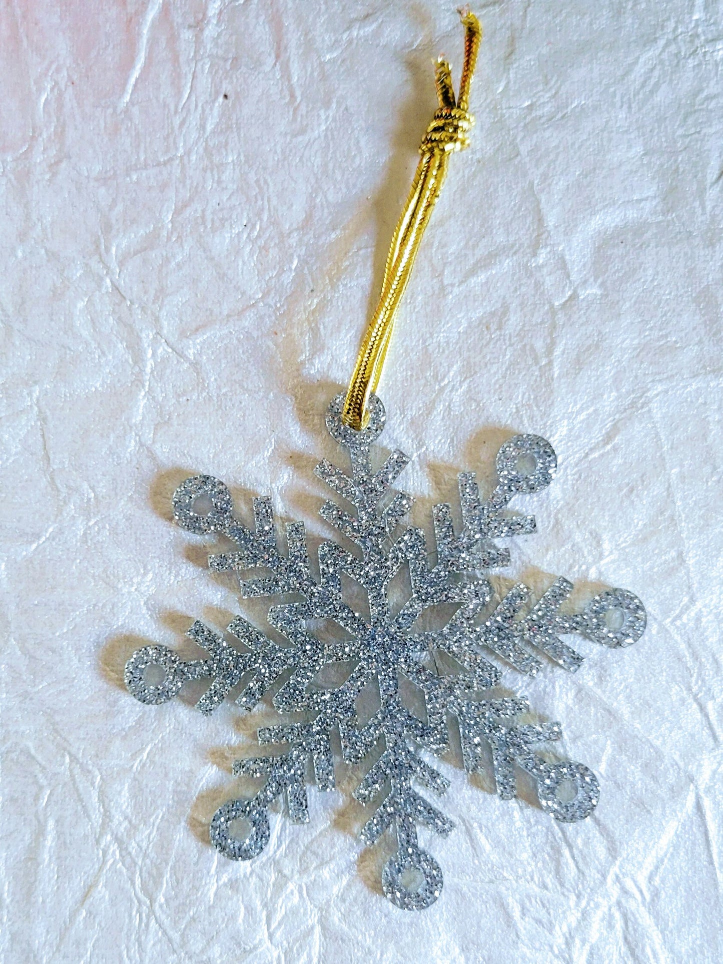 Set of 3 Snowflake Ornaments - Silver Glitter Snowflakes - Minimalist Ornaments- Ornament Sets - Snowflake Ornaments