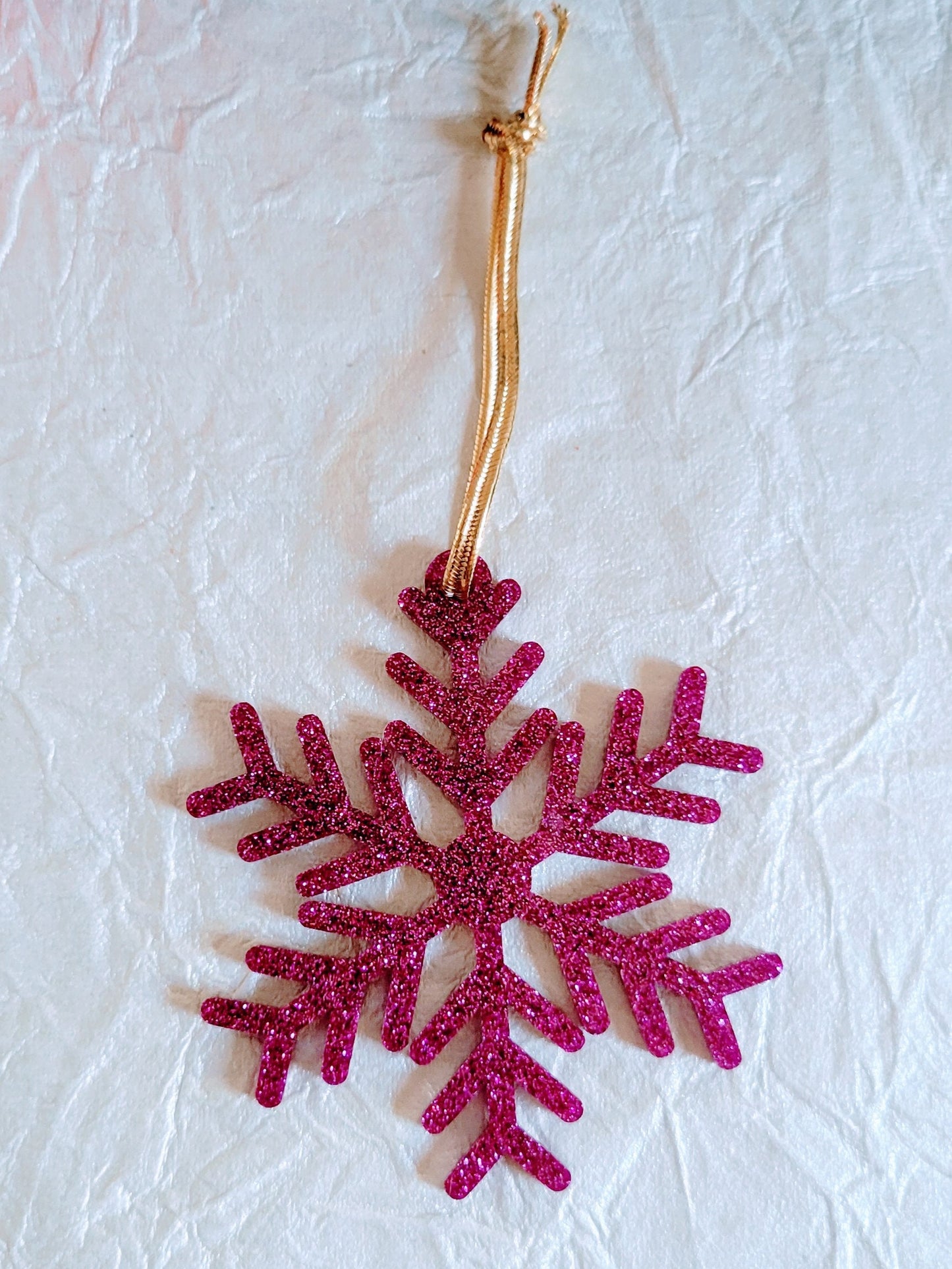 Set of 3 Snowflake Ornaments - Purple Glitter Snowflakes - Minimalist Ornaments- Ornament Sets - Snowflake Ornaments