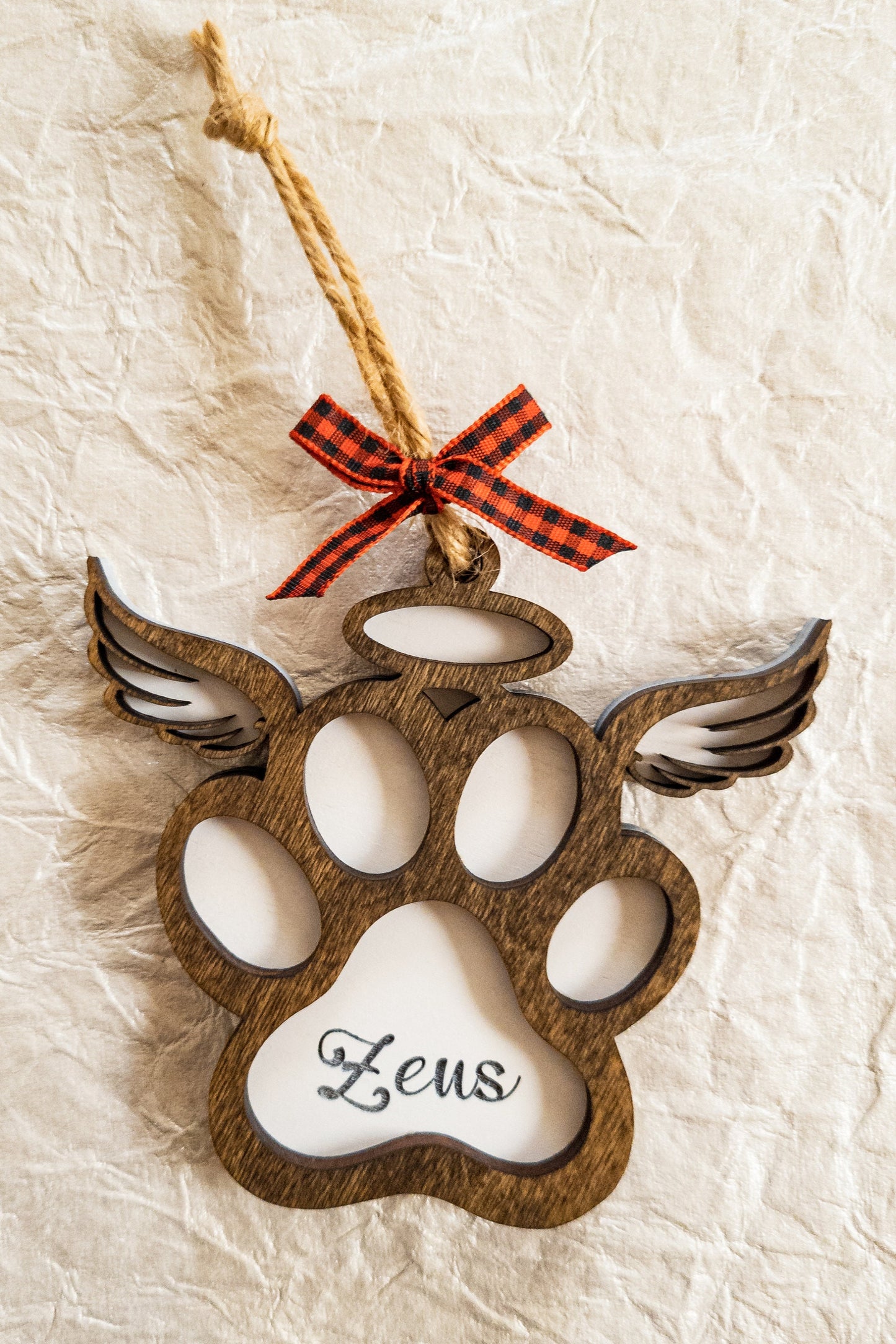 Personalized Memorial Dog Paw Christmas Ornament - Dog Monogram Name Ornament - 2021 Dog Memory Commemorative Ornament - Wooden Ornament