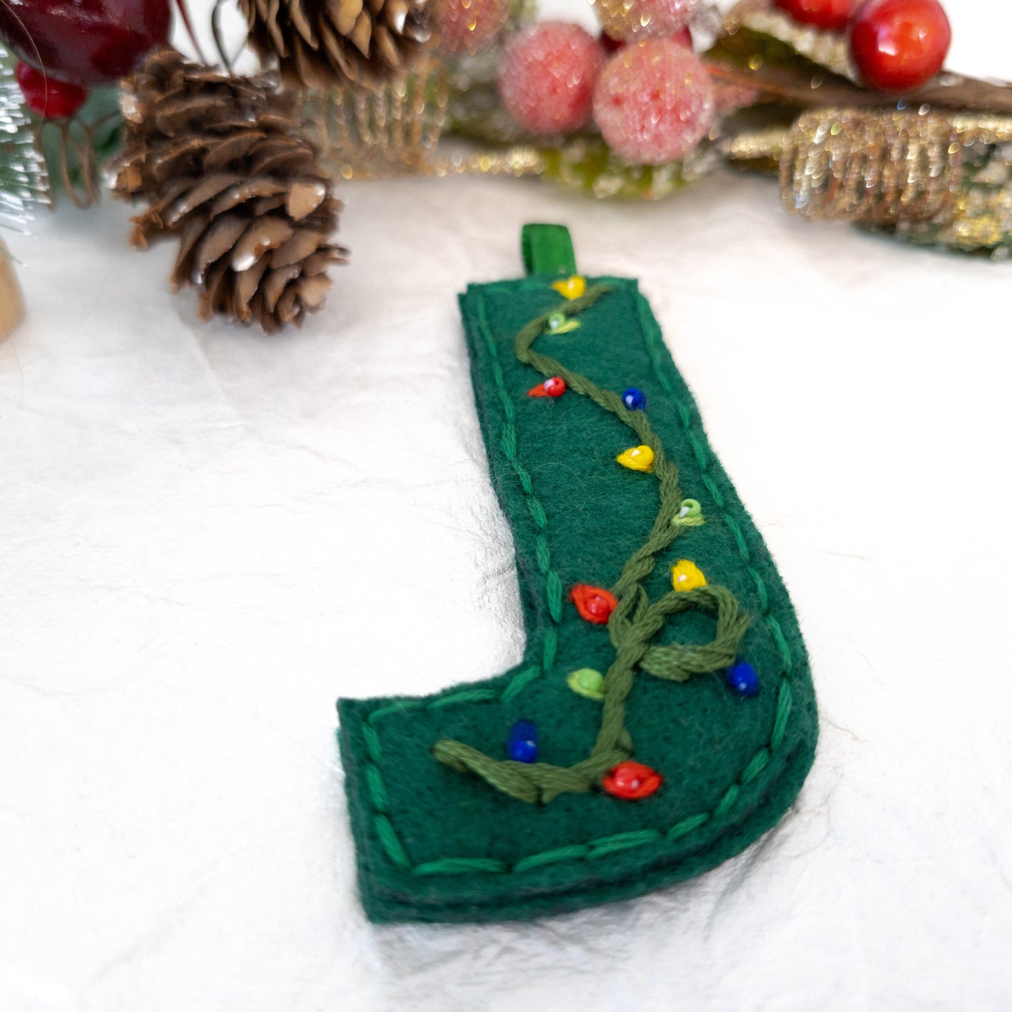 Custom Embroidered Monogram Initial Christmas Ornament - Heirloom Christmas Ornament - Custom Name Ornament - Floral Embroidered Monogram