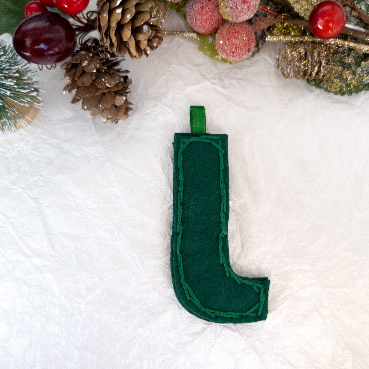 Custom Embroidered Monogram Initial Christmas Ornament - Heirloom Christmas Ornament - Custom Name Ornament - Floral Embroidered Monogram