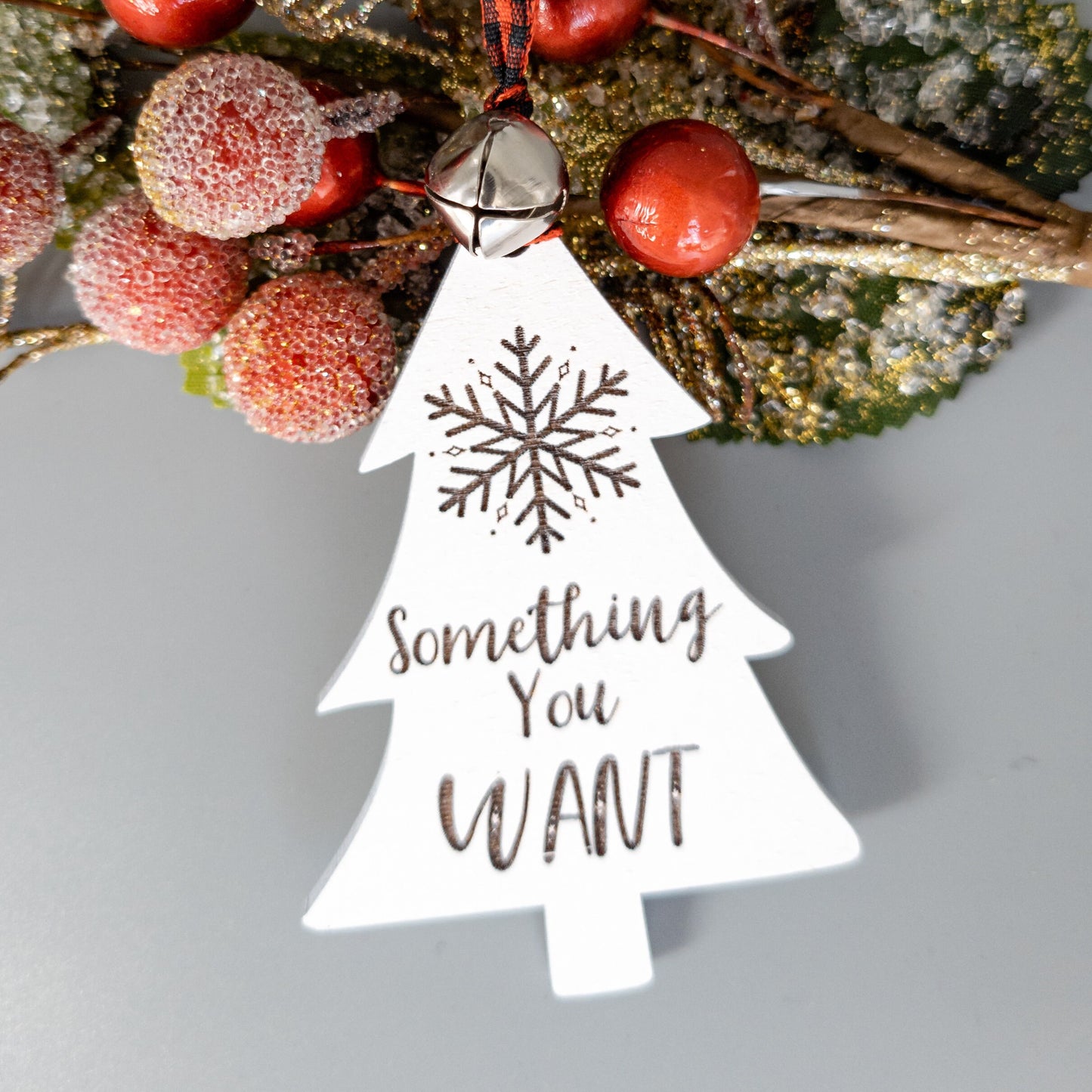 CUSTOM Set of Four or Seven Gifts Tree Gift Tags - Custom Wooden Gift Tags - Something You Want Something You Need - Christmas Gift Tags