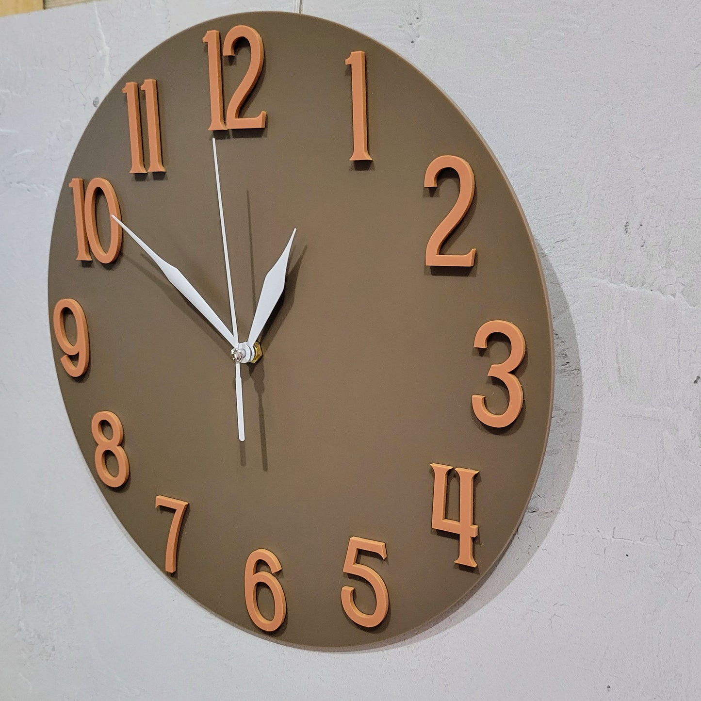 Modern Retro Vintage Pastel Wall Clock - Funky Wall Clock - Retro Clock - Coffee Brown Clock - Nursery Clock-Kitchen Clock- Terracotta Clock