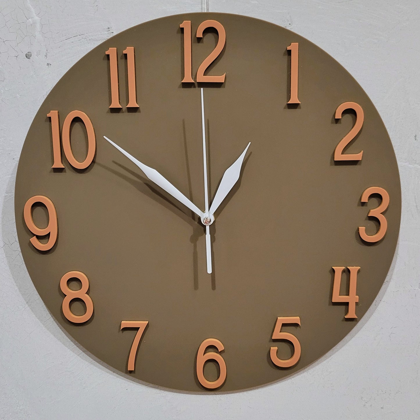Modern Retro Vintage Pastel Wall Clock - Funky Wall Clock - Retro Clock - Coffee Brown Clock - Nursery Clock-Kitchen Clock- Terracotta Clock