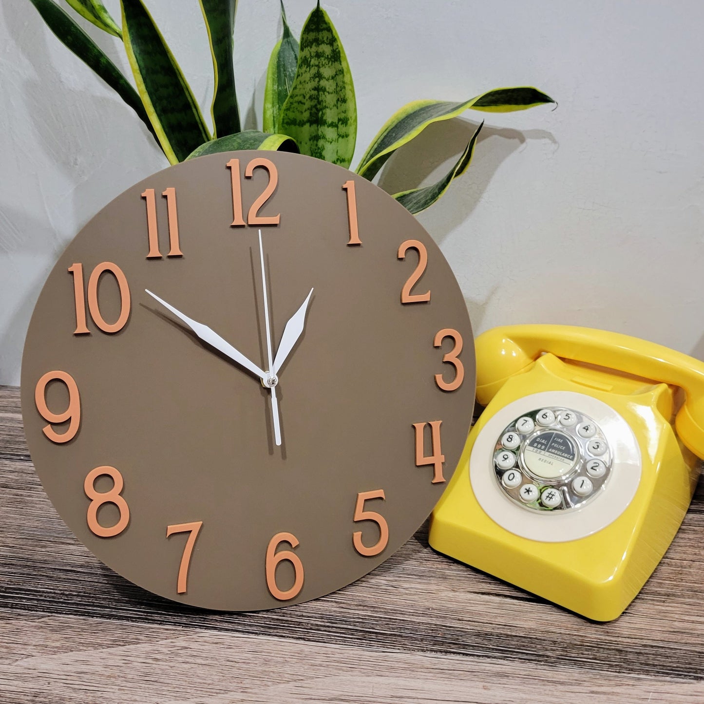 Modern Retro Vintage Pastel Wall Clock - Funky Wall Clock - Retro Clock - Coffee Brown Clock - Nursery Clock-Kitchen Clock- Terracotta Clock