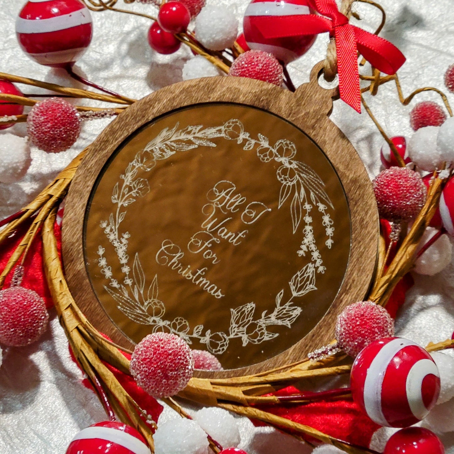 All I Want Mirror Christmas Ornament - Heirloom Ornament - Christmas Gift - Custom Ornament - All I Want is You Ornament