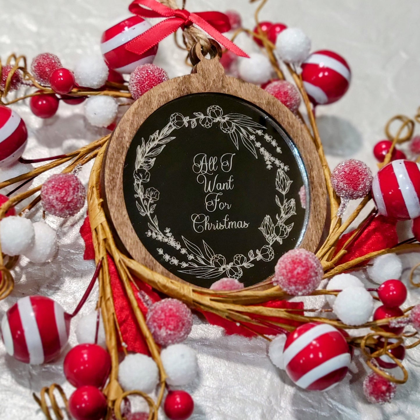 All I Want Mirror Christmas Ornament - Heirloom Ornament - Christmas Gift - Custom Ornament - All I Want is You Ornament