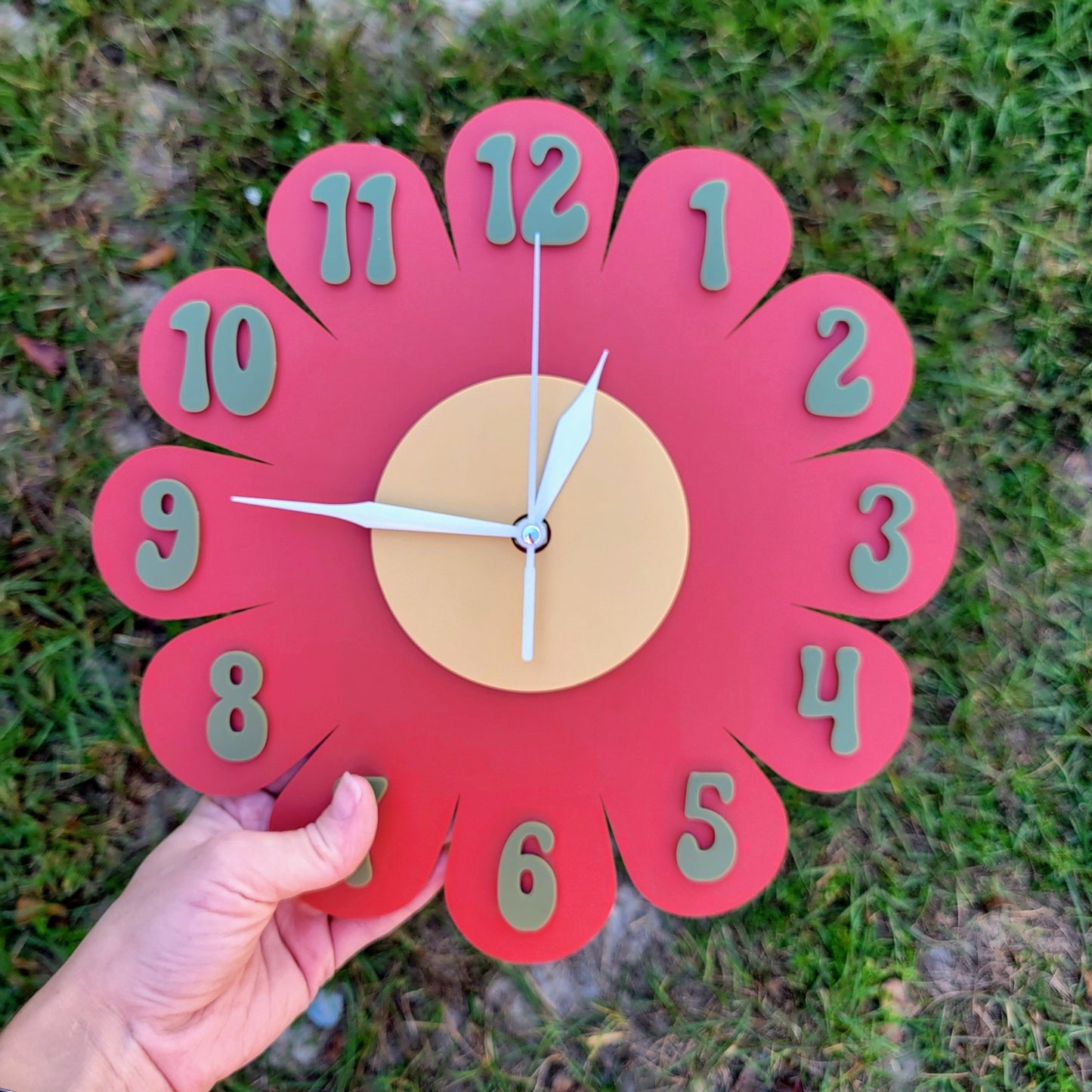 Retro Vintage 1970s Inspired Daisy Wall Clock - Funky Wall Clock - Retro Clock - Flower Power - Nursery Clock - Kitchen Clock - Pastel Clock