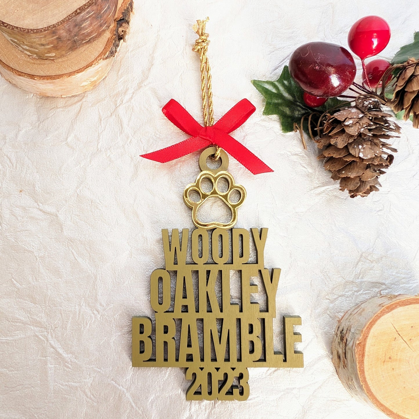 Custom Pet Cat Dog Names Christmas Tree Ornament - Stacked Names Ornament - 2023 Gift Ornament - Blacklight Ornament - Pet Names Ornament