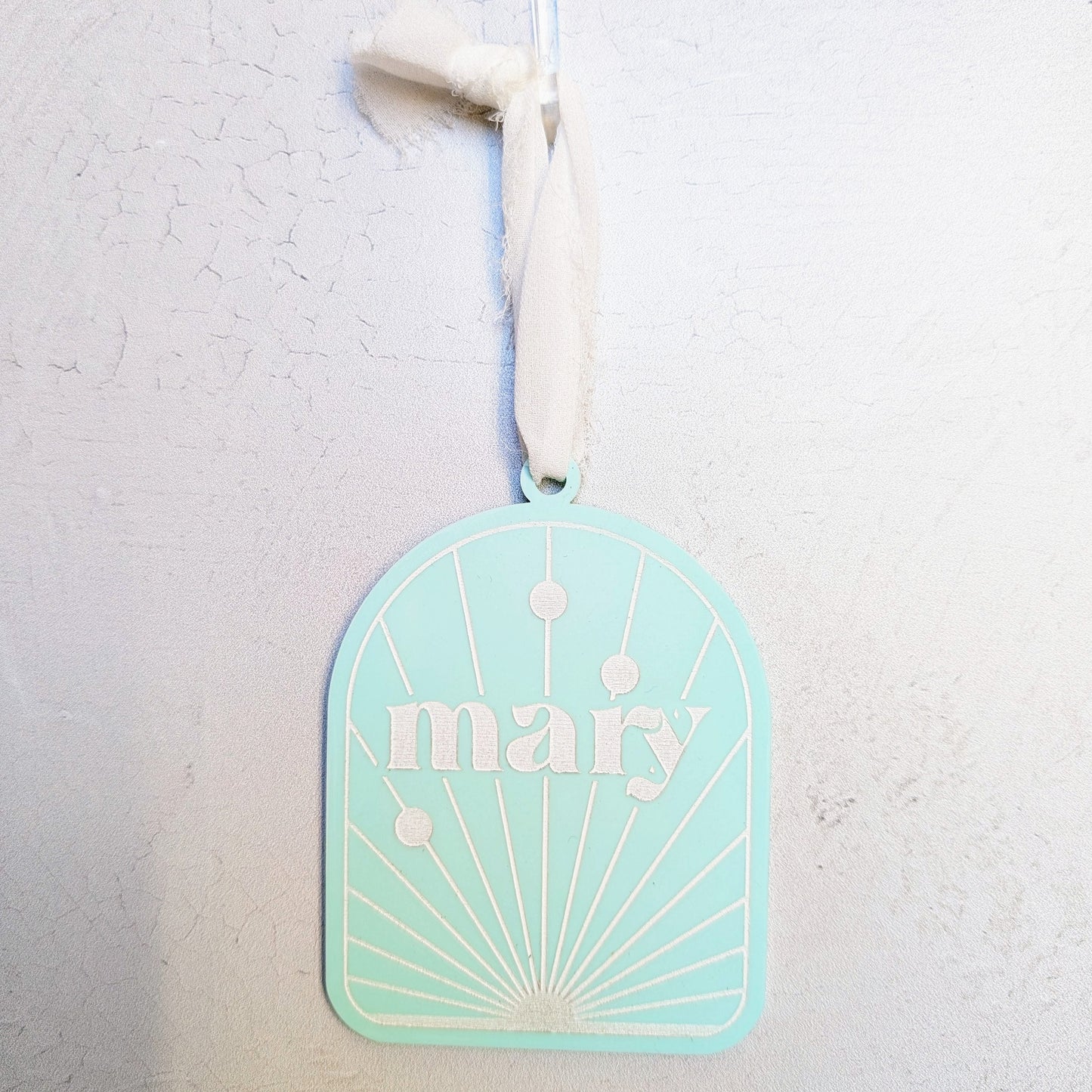 Boho Pastel Arch Custom Christmas Ornament - Mid Century Modern Ornament Modern Arch Name Ornament-MCM Custom Name Family Ornament - Acrylic