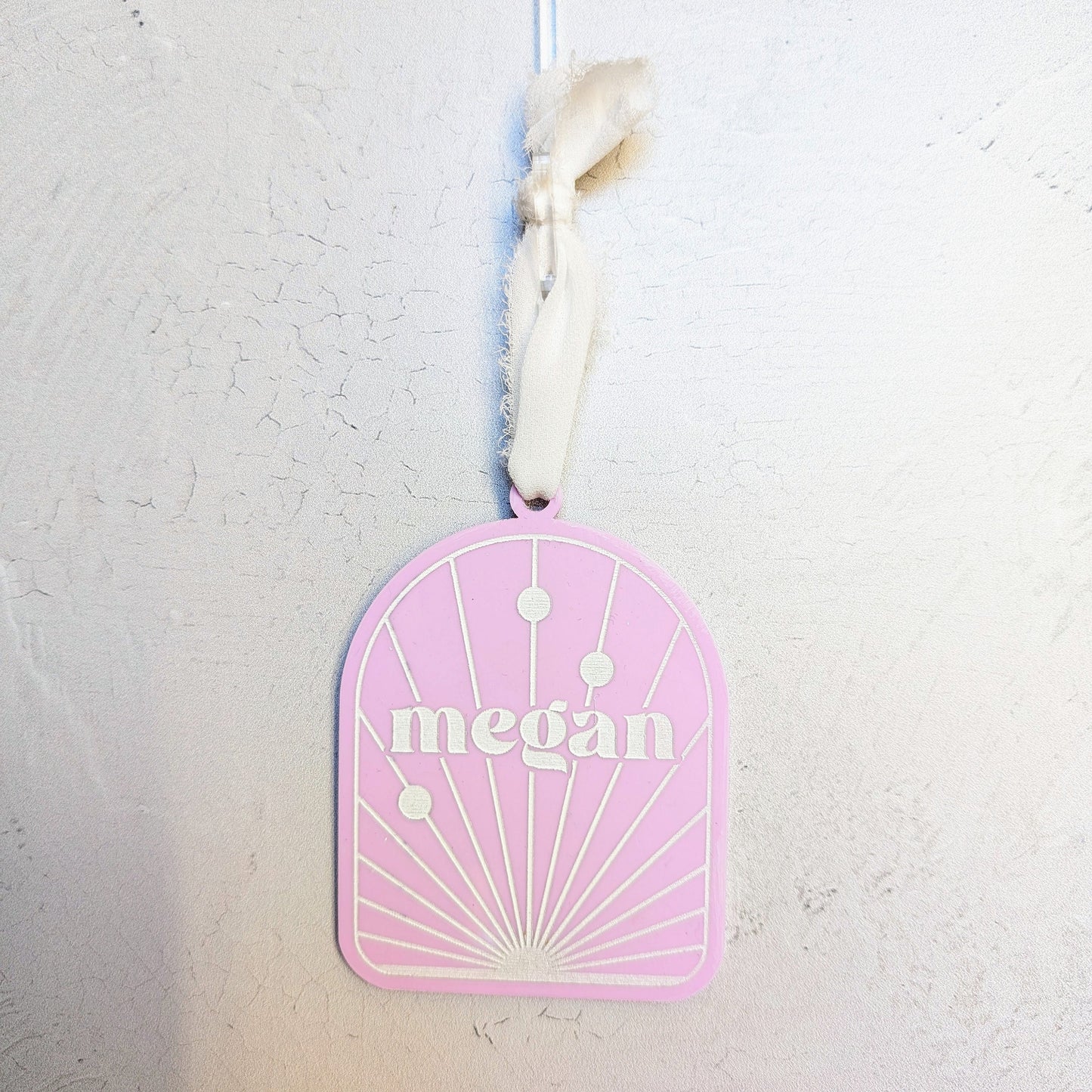 Boho Pastel Arch Custom Christmas Ornament - Mid Century Modern Ornament Modern Arch Name Ornament-MCM Custom Name Family Ornament - Acrylic
