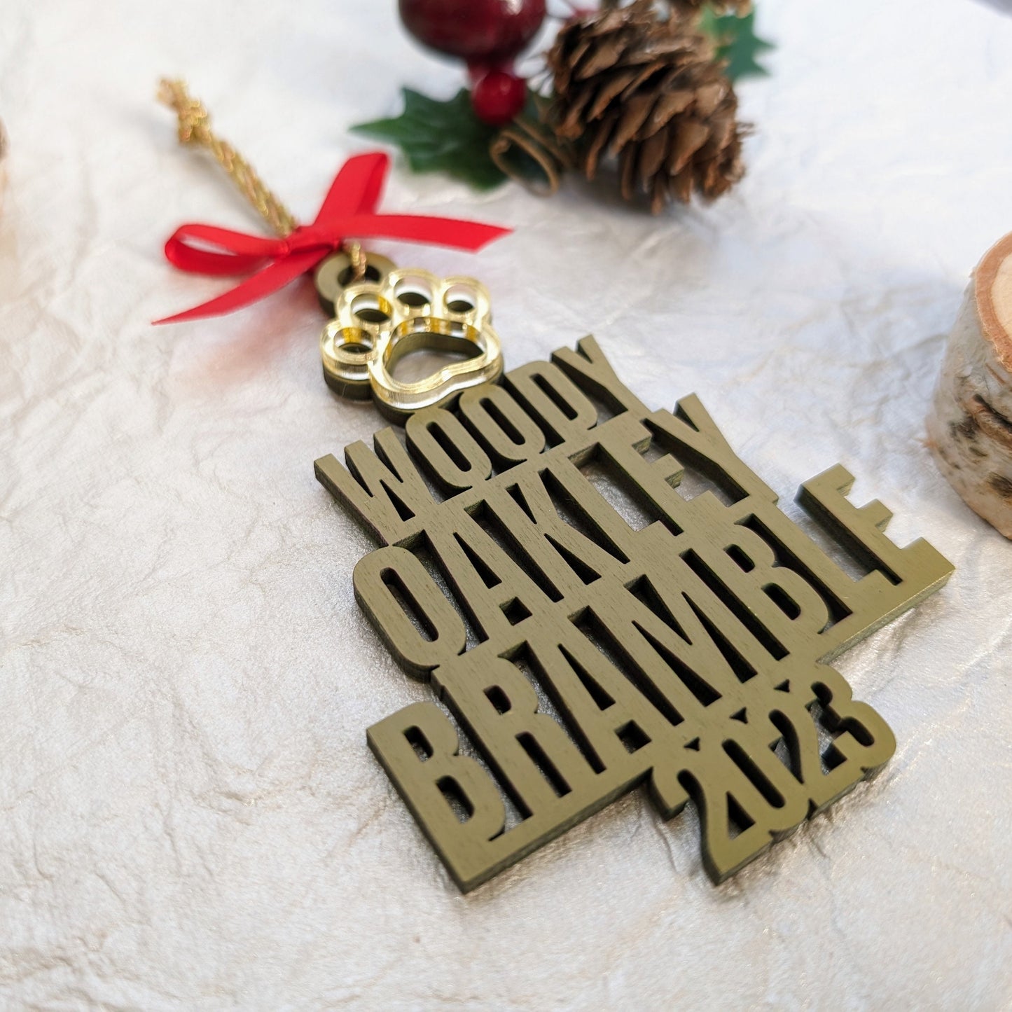 Custom Pet Cat Dog Names Christmas Tree Ornament - Stacked Names Ornament - 2023 Gift Ornament - Blacklight Ornament - Pet Names Ornament