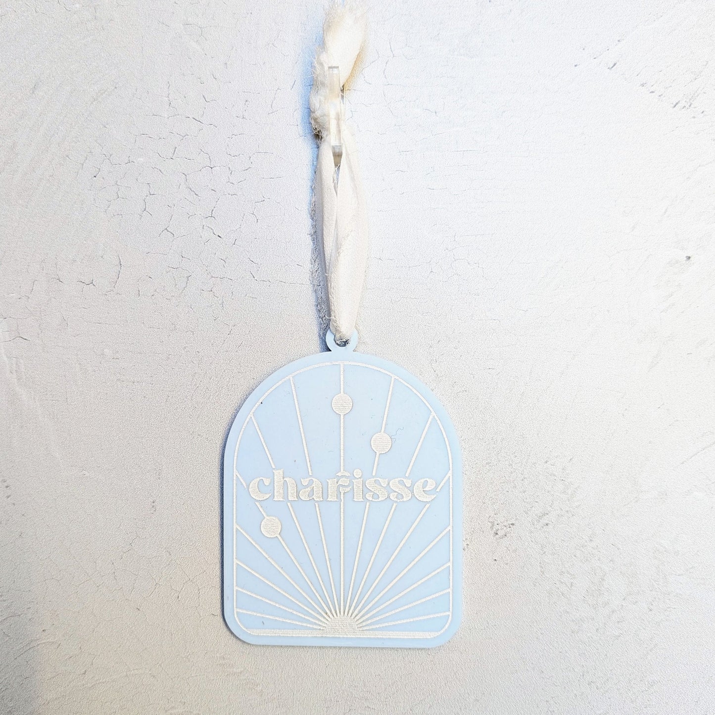 Boho Pastel Arch Custom Christmas Ornament - Mid Century Modern Ornament Modern Arch Name Ornament-MCM Custom Name Family Ornament - Acrylic