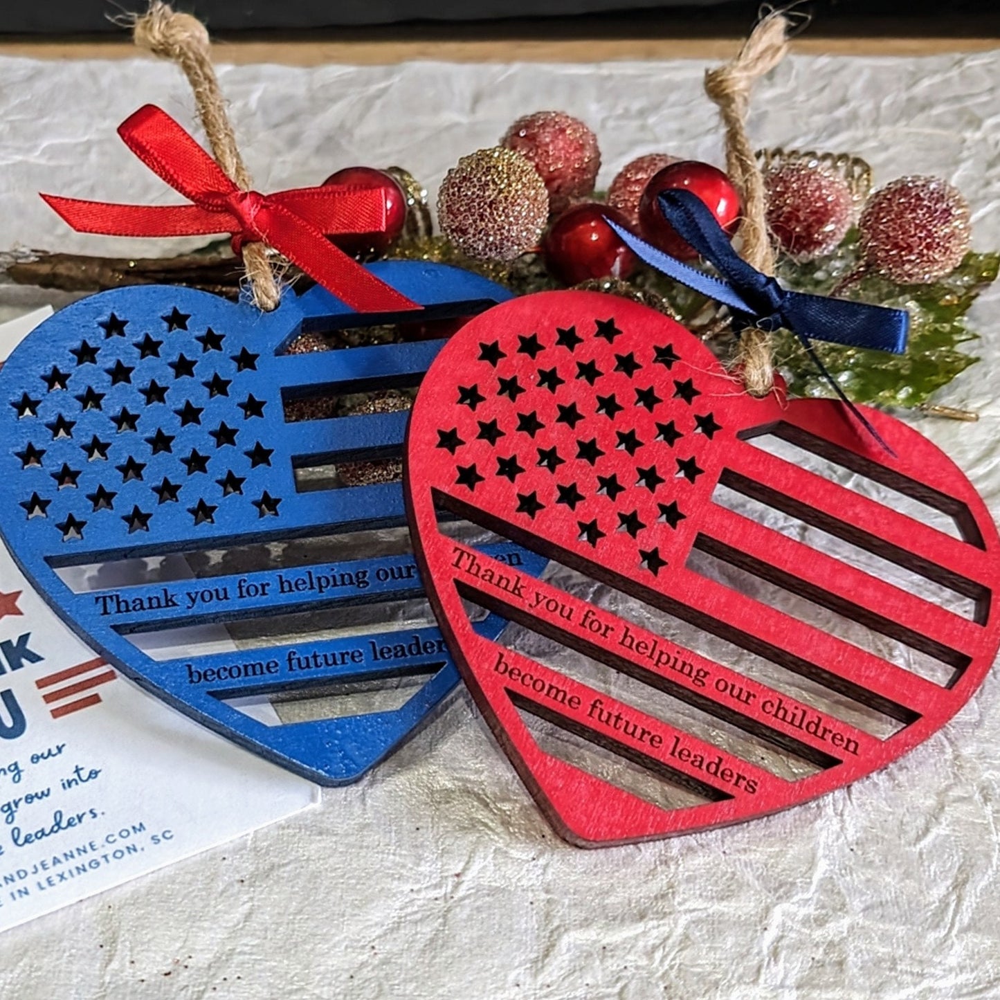 Patriotic Teacher Leadership Ornament Gift - Teacher Gift - Christmas Gift for Troop Leader Scouts Teacher Counselor School Staff