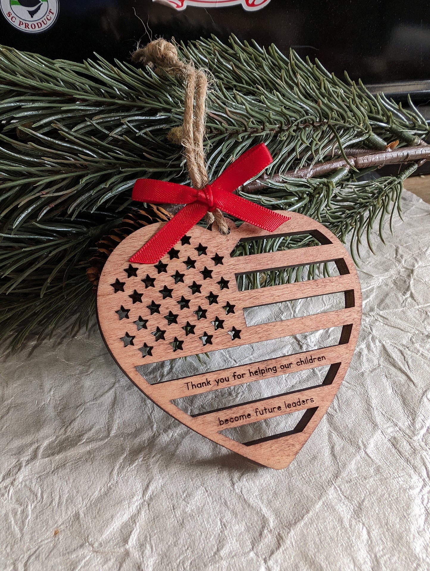 Patriotic Teacher Leadership Ornament Gift - Teacher Gift - Christmas Gift for Troop Leader Scouts Teacher Counselor School Staff