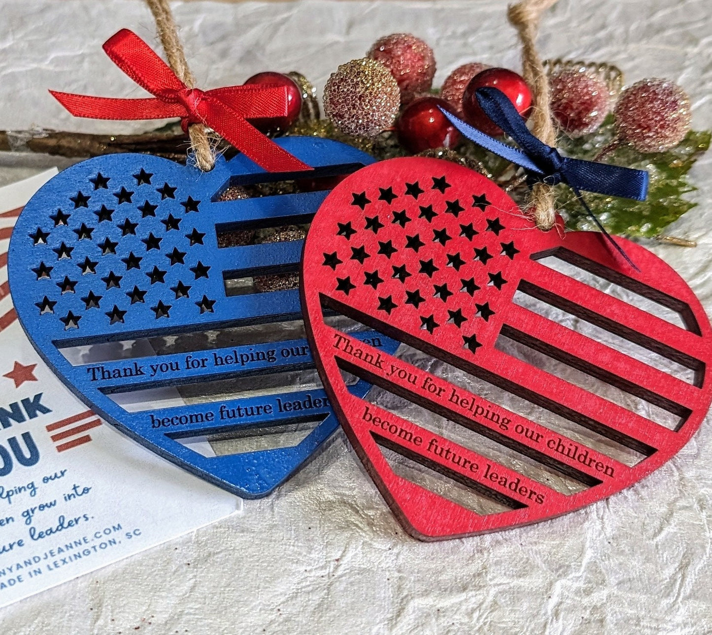 Patriotic Teacher Leadership Ornament Gift - Teacher Gift - Christmas Gift for Troop Leader Scouts Teacher Counselor School Staff