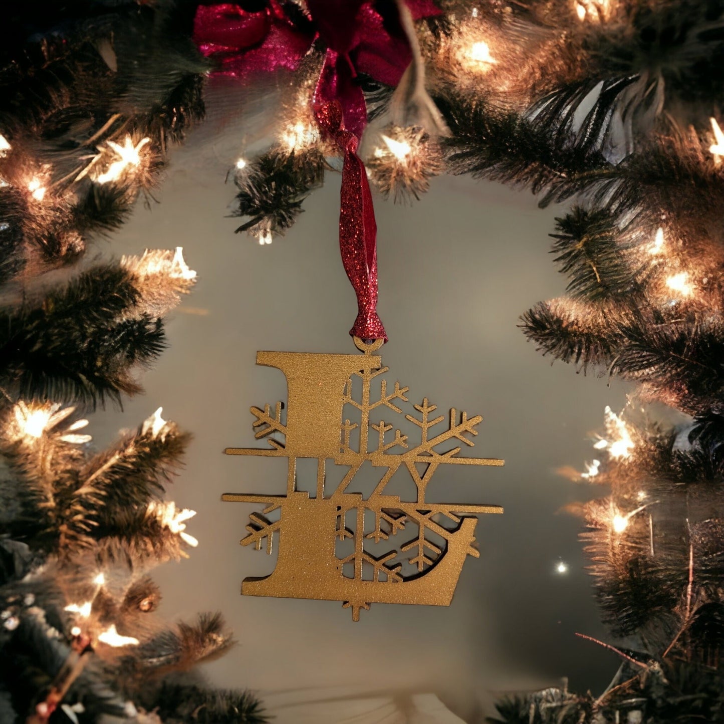 Wooden Monogram Christmas Ornament - Custom Name Ornament - Split Monogram Name Ornament - Personalized Ornament