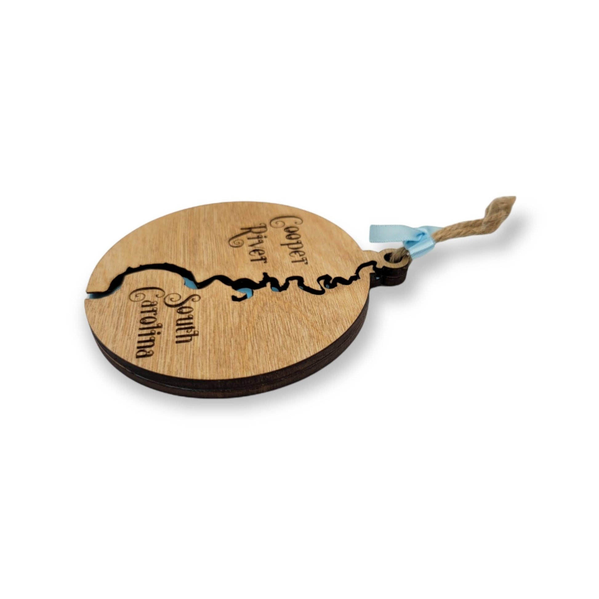 CUSTOM Any River Wooden Christmas Ornament