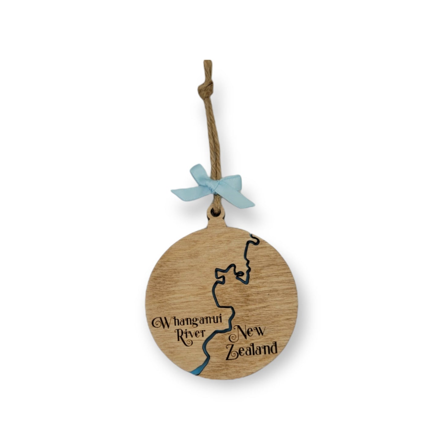 CUSTOM Any River Wooden Christmas Ornament