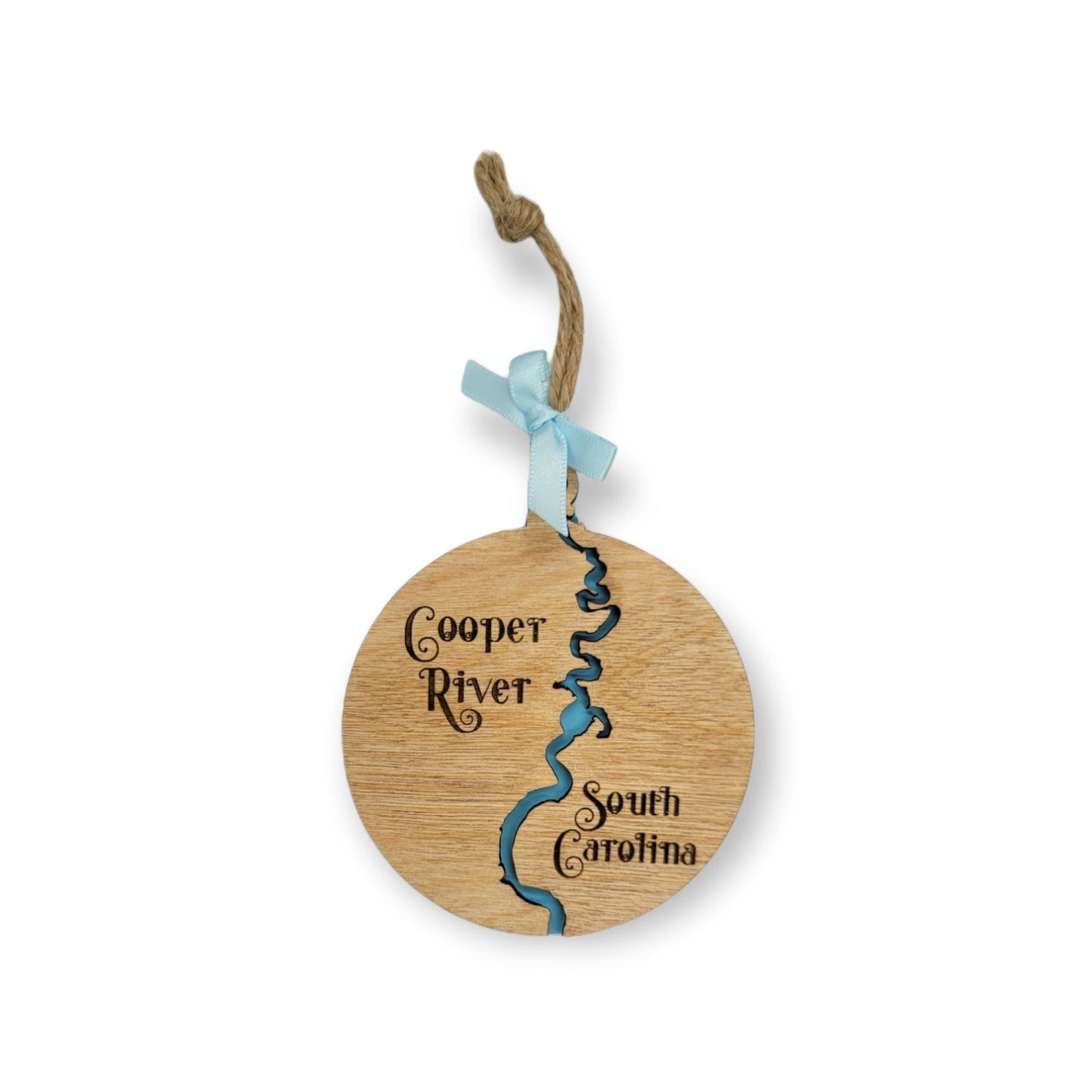 CUSTOM Any River Wooden Christmas Ornament