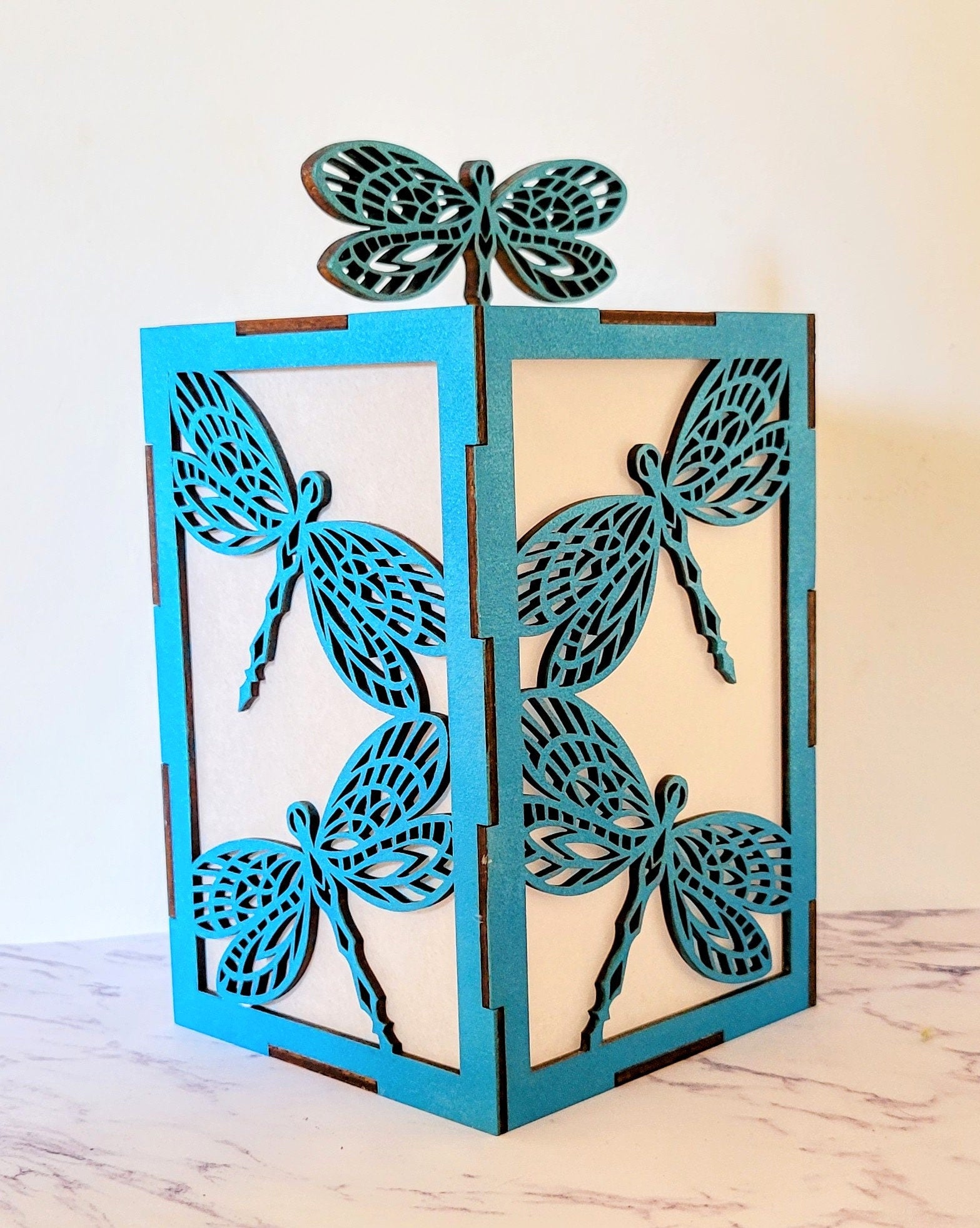 Dragonfly Votive Lantern - Candle Holder Lantern - Dragonfly Cut Out - Wedding Lantern - Wedding Decor - Lounge Decor Lantern