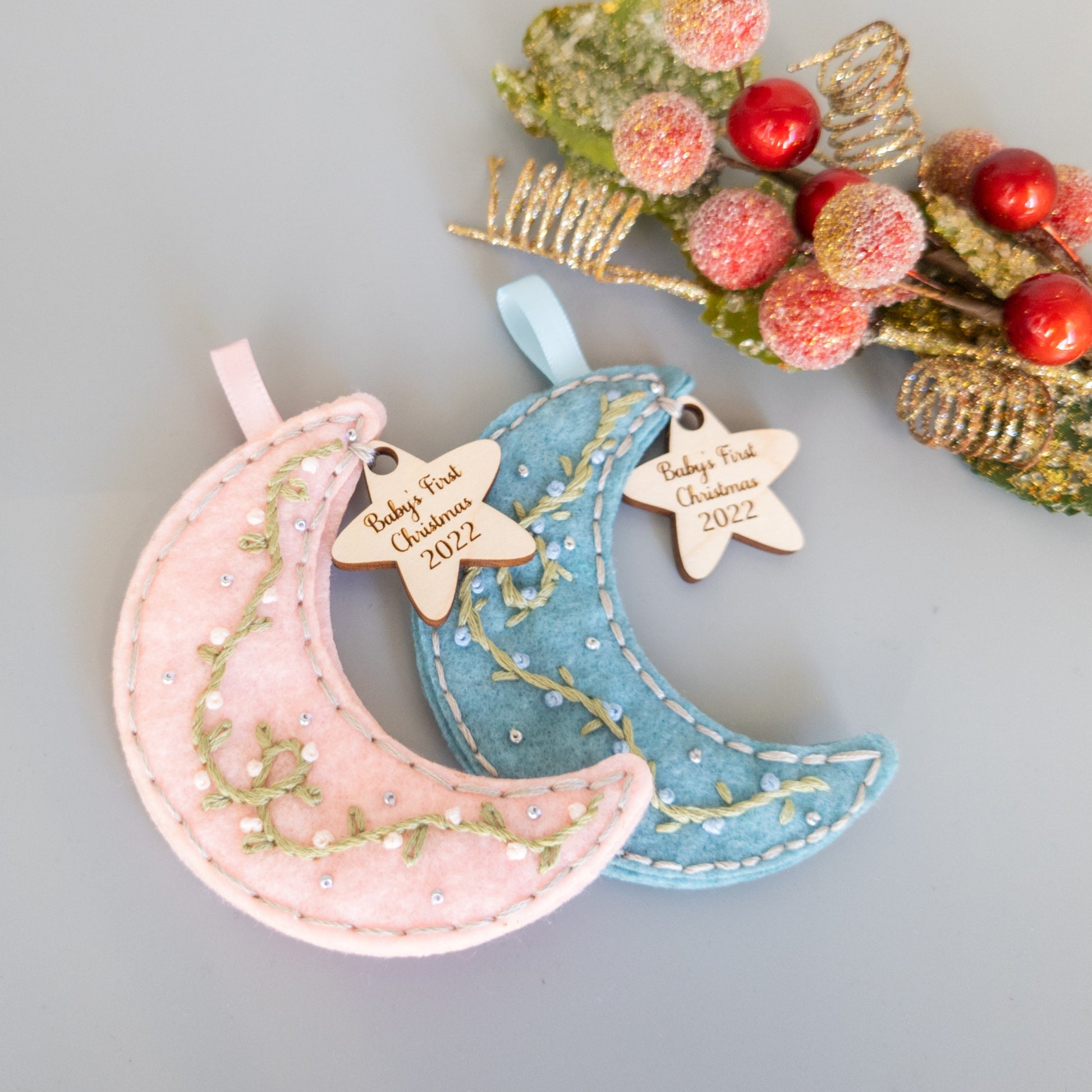 Custom Embroidered Babys First Christmas Ornament