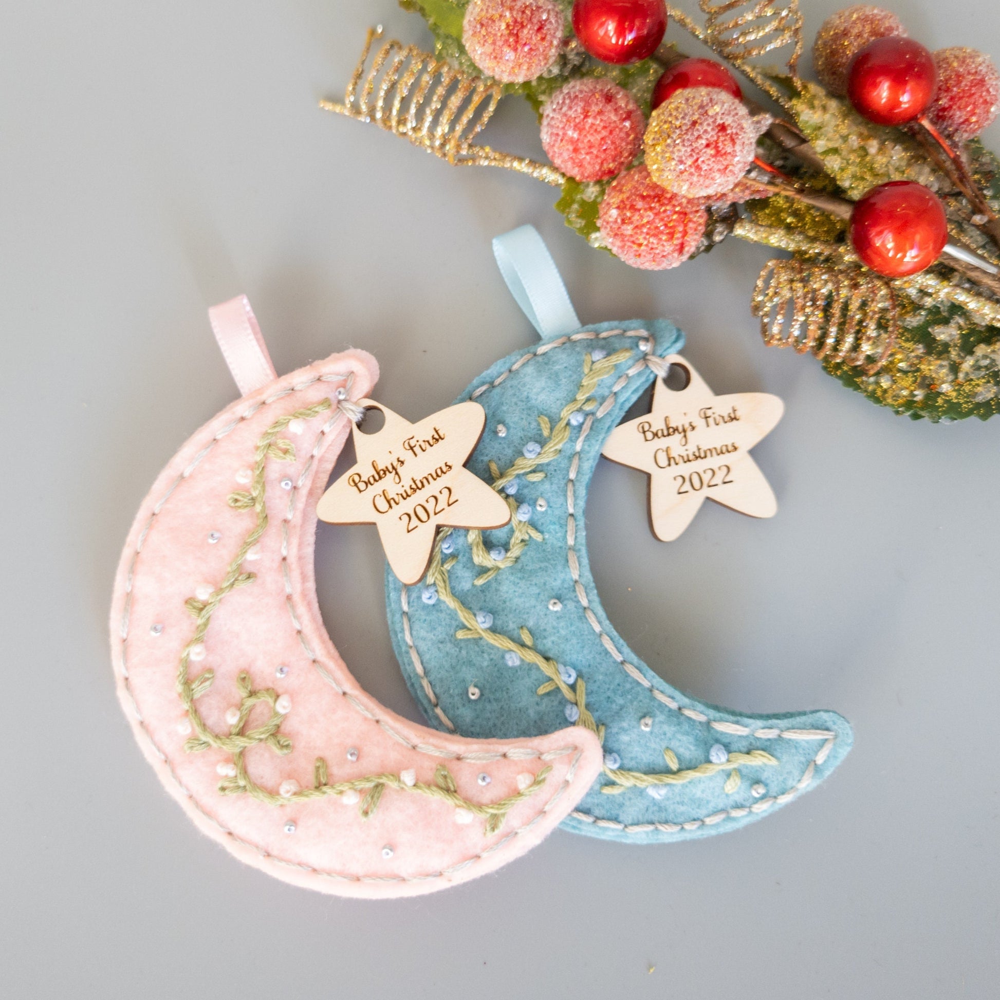 Custom Embroidered Babys First Christmas Ornament