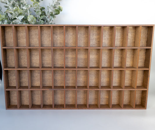 48 Compartment Wooden Display Shelf - 2.75x1.5 - Trinket Shelf - Curio Cabinet