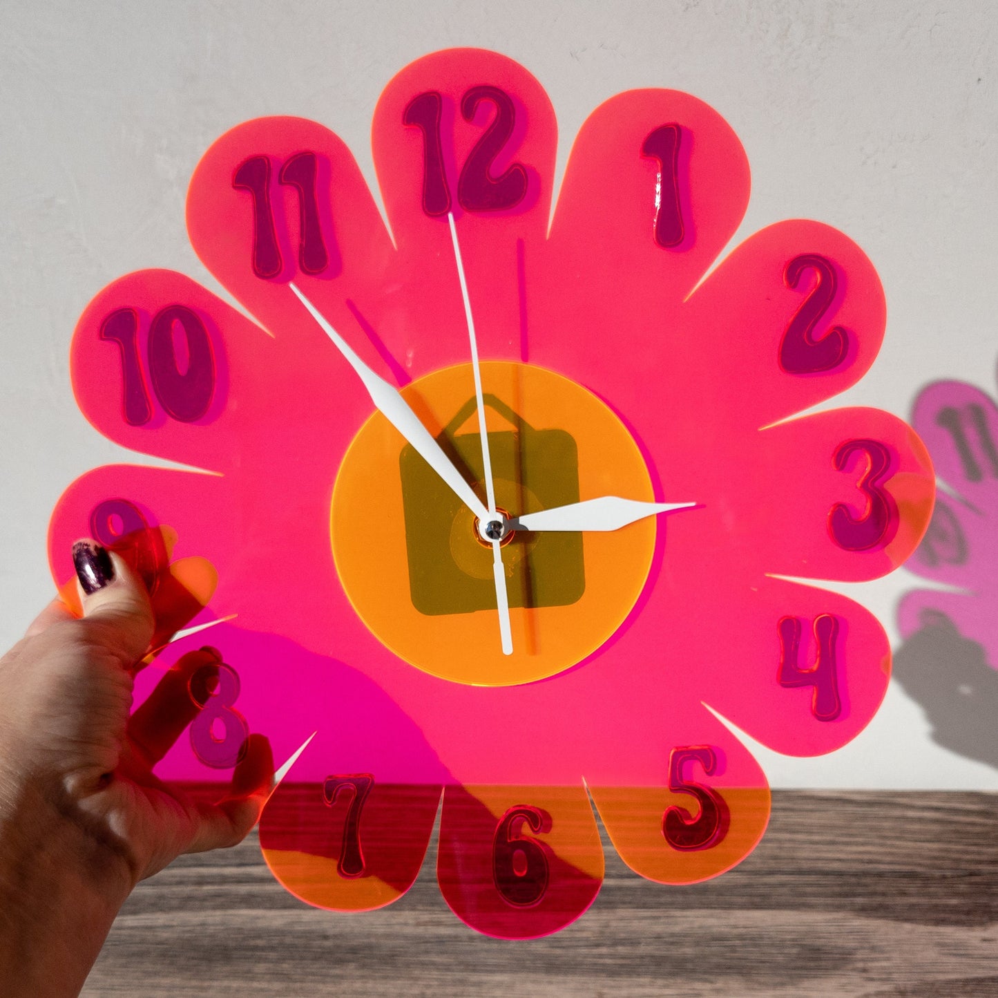 Blacklight Retro Daisy Wall Clock - Funky Wall Clock - Glow in the Dark Clock