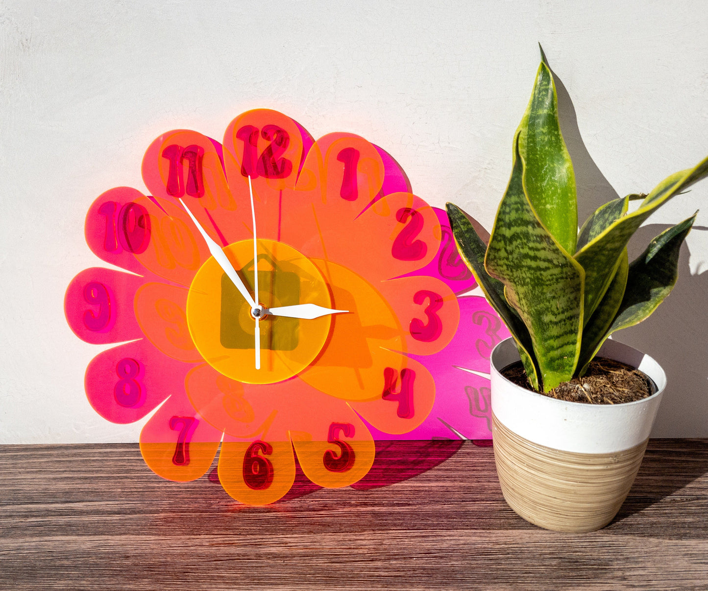 Blacklight Retro Daisy Wall Clock - Funky Wall Clock - Glow in the Dark Clock