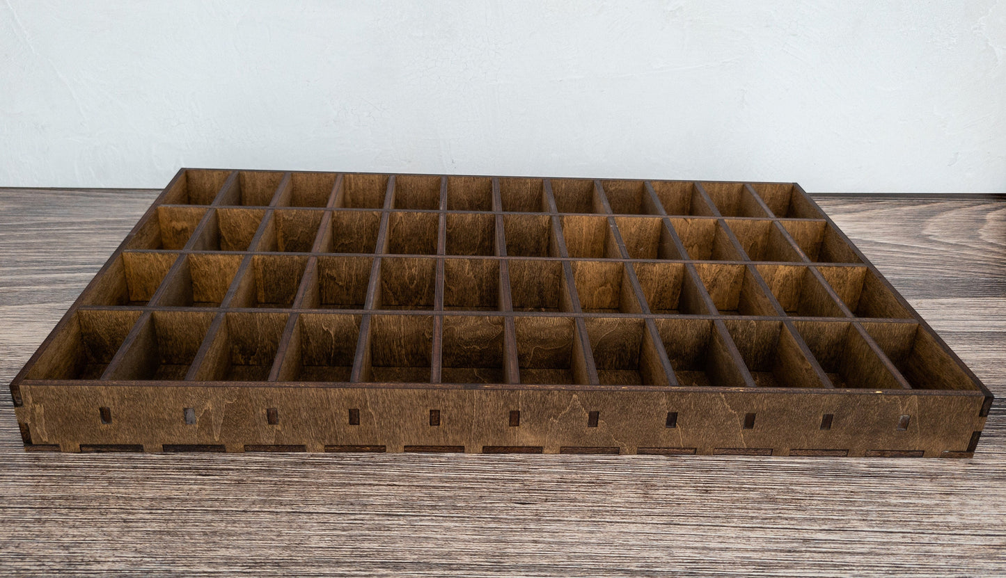 48 Compartment Wooden Display Shelf - 2.75x1.5 - Trinket Shelf - Curio Cabinet