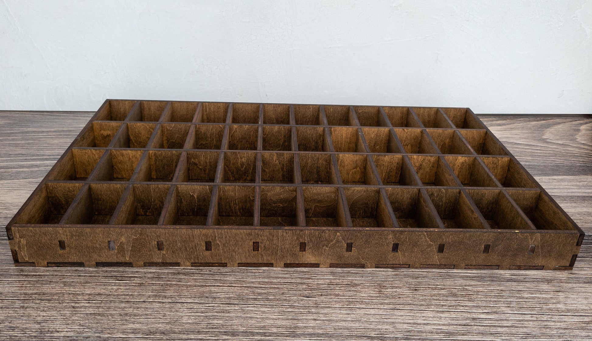48 Compartment Wooden Display Shelf - 2.75x1.5 - Trinket Shelf - Curio Cabinet