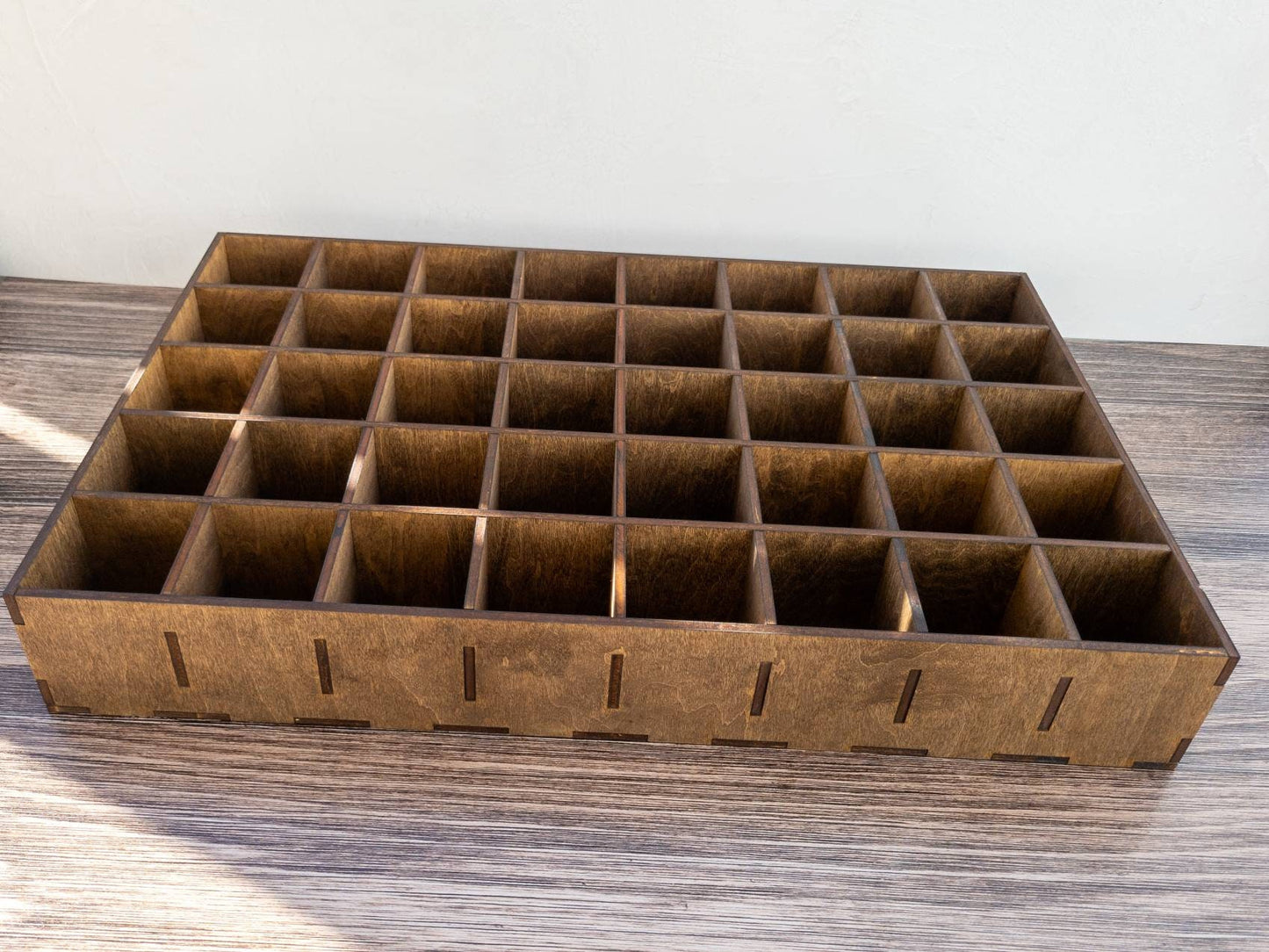 40 Compartment Wooden Shelf - 2.5x2.5 - Trinket Shelf - Curio Cabinet