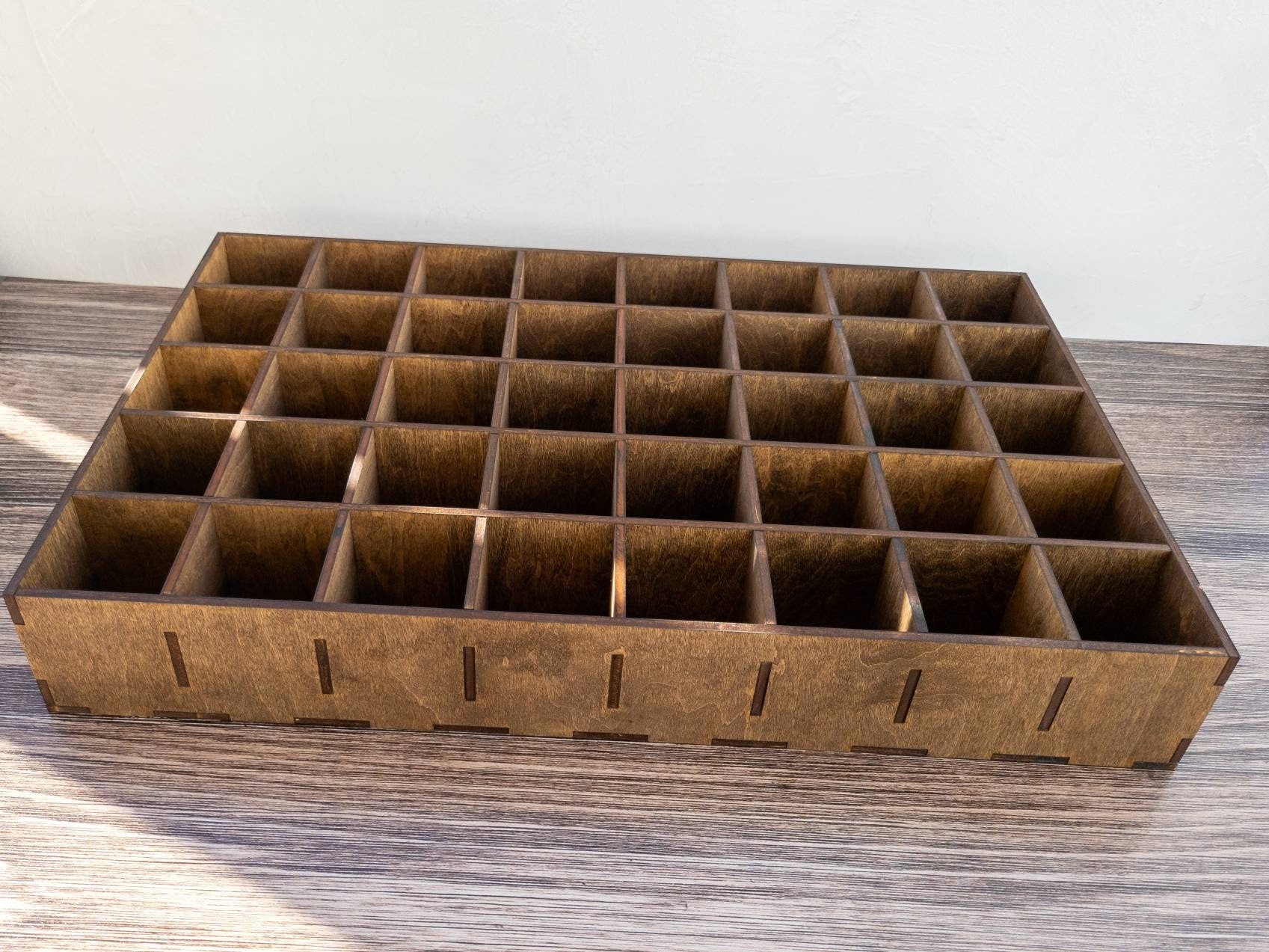 40 Compartment Wooden Shelf - 2.5x2.5 - Trinket Shelf - Curio Cabinet