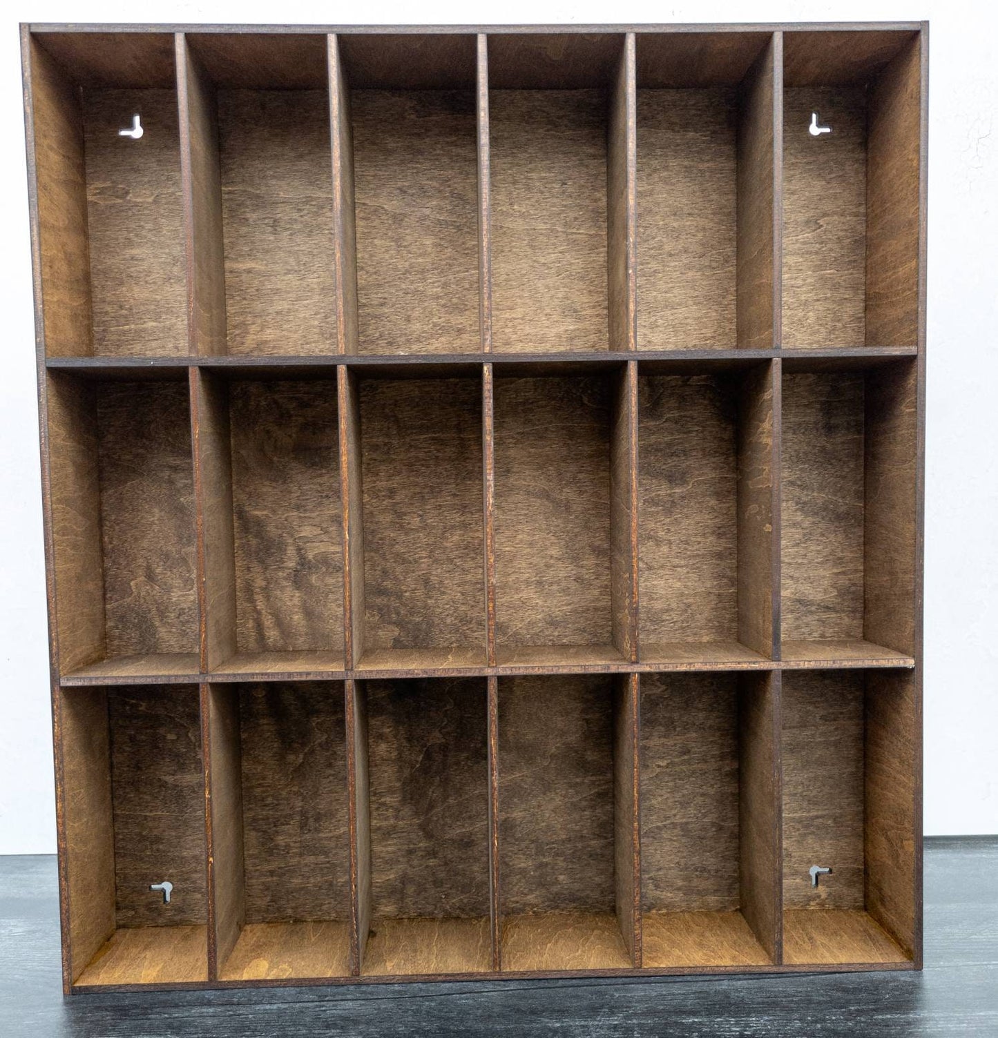 18 Compartment Wooden Display Shelf 6.75"x3"