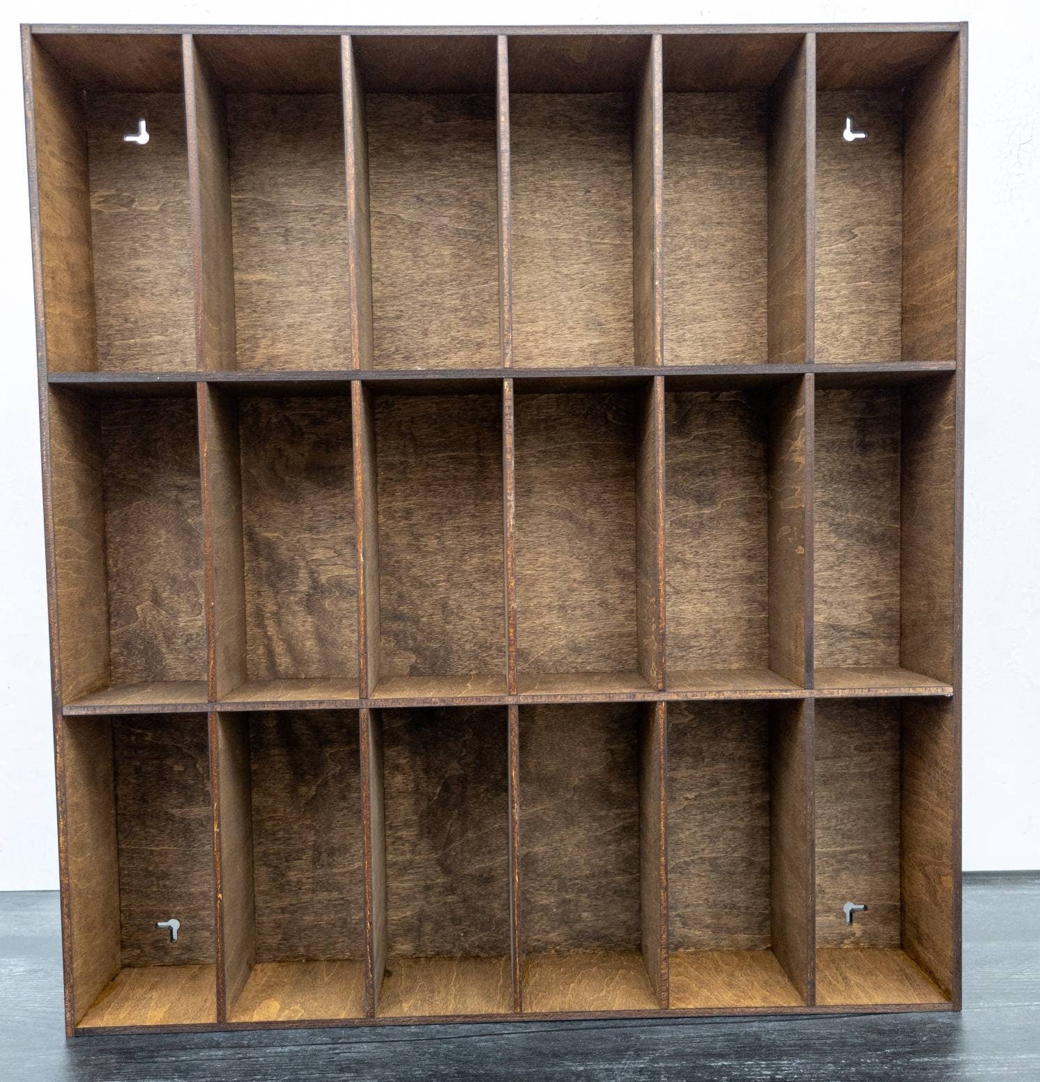 18 Compartment Wooden Display Shelf - 6.75x3 - Trinket Shelf - Curio Cabinet