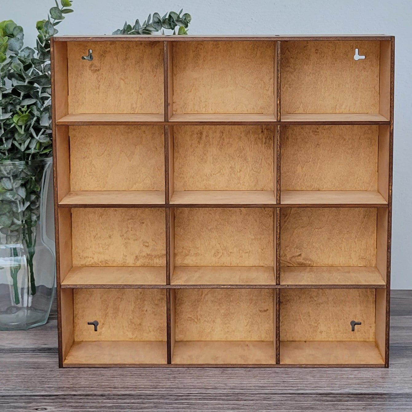 12 Compartment Wooden Display Shelf - 3.75x5 - Trinket Shelf - Curio Cabinet