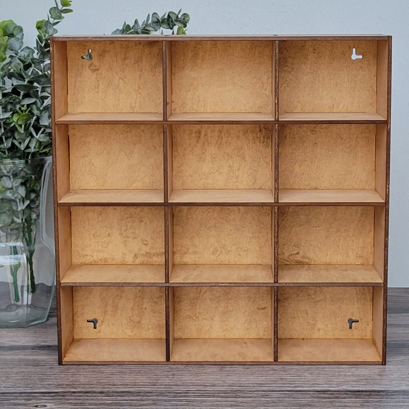 12 Compartment Wooden Display Shelf - 3.75x5 - Trinket Shelf - Curio Cabinet