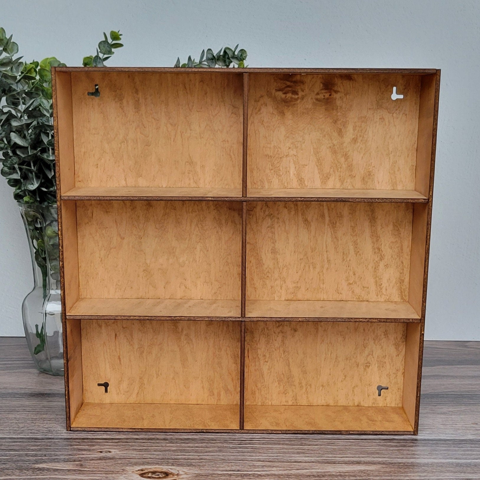 6 Compartment Wooden Display Shelf - 7.75x5x3 - Trinket Shelf - Curio Cabinet