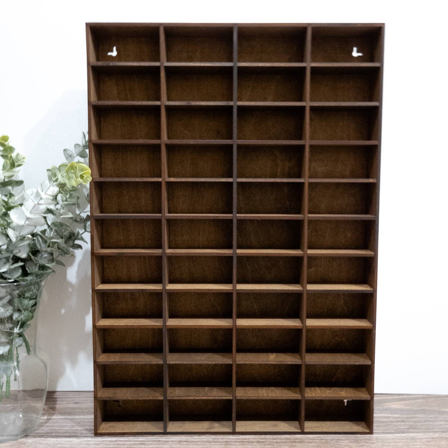 44 Compartment Wooden Display Shelf - 4x2 - Trinket Shelf - Curio Cabinet