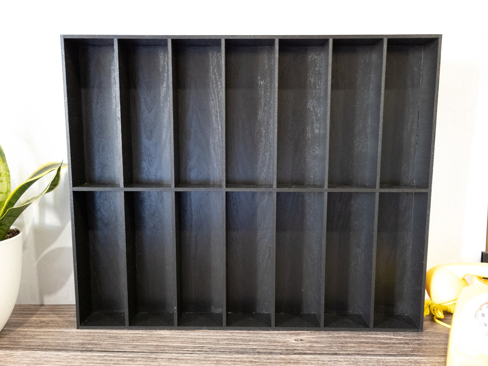 14 Compartment Wooden Display Shelf 9"x3"