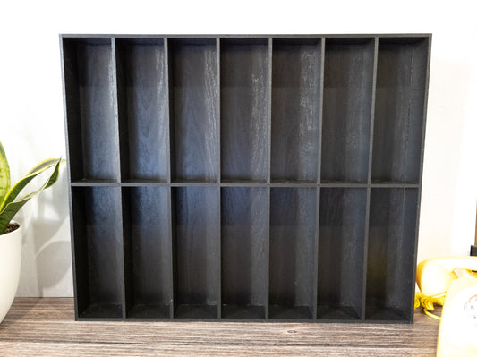 14 Compartment Wooden Display Shelf - 9x3 - Trinket Shelf - Curio Cabinet