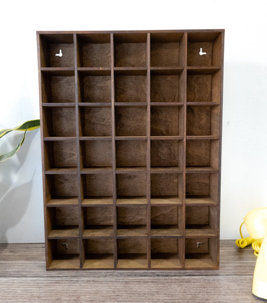 35 Compartment Wooden Display Shelf- 2.45x2.3 - Trinket Shelf - Curio Cabinet