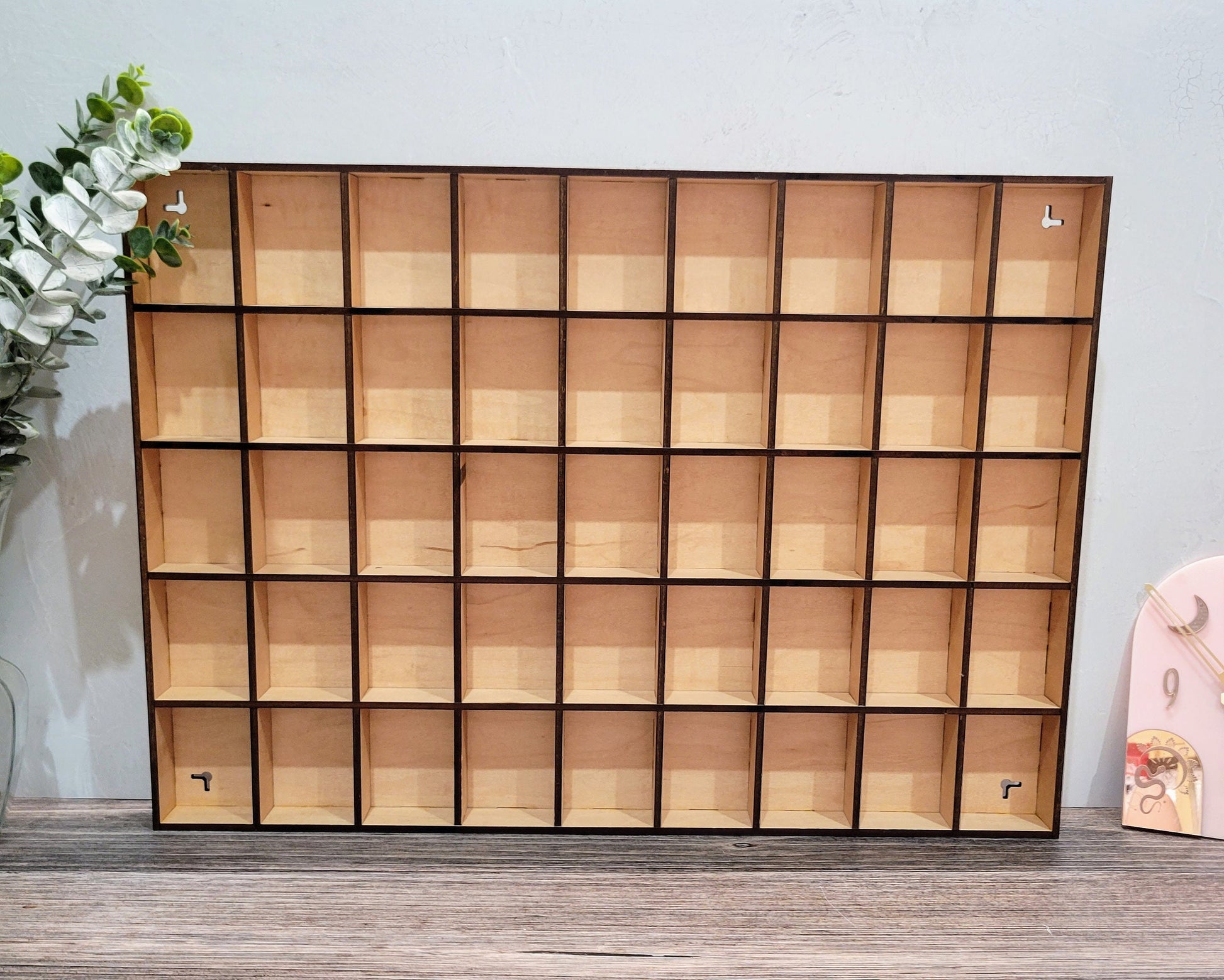 45 Compartment Wooden Display Shelf - 3.25x2.5 - Trinket Shelf - Curio Cabinet