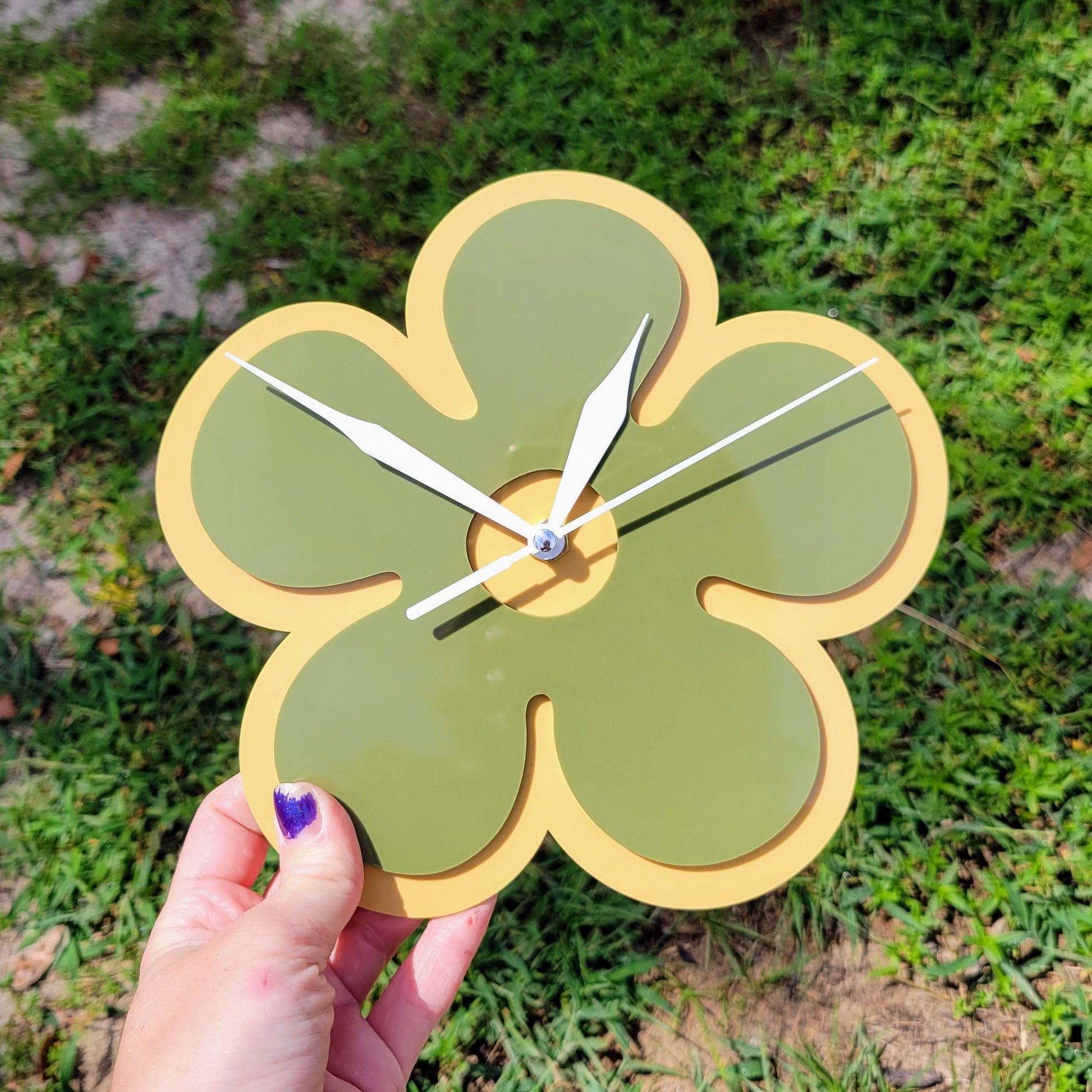 Sage Green Mini Daisy Wall Clock