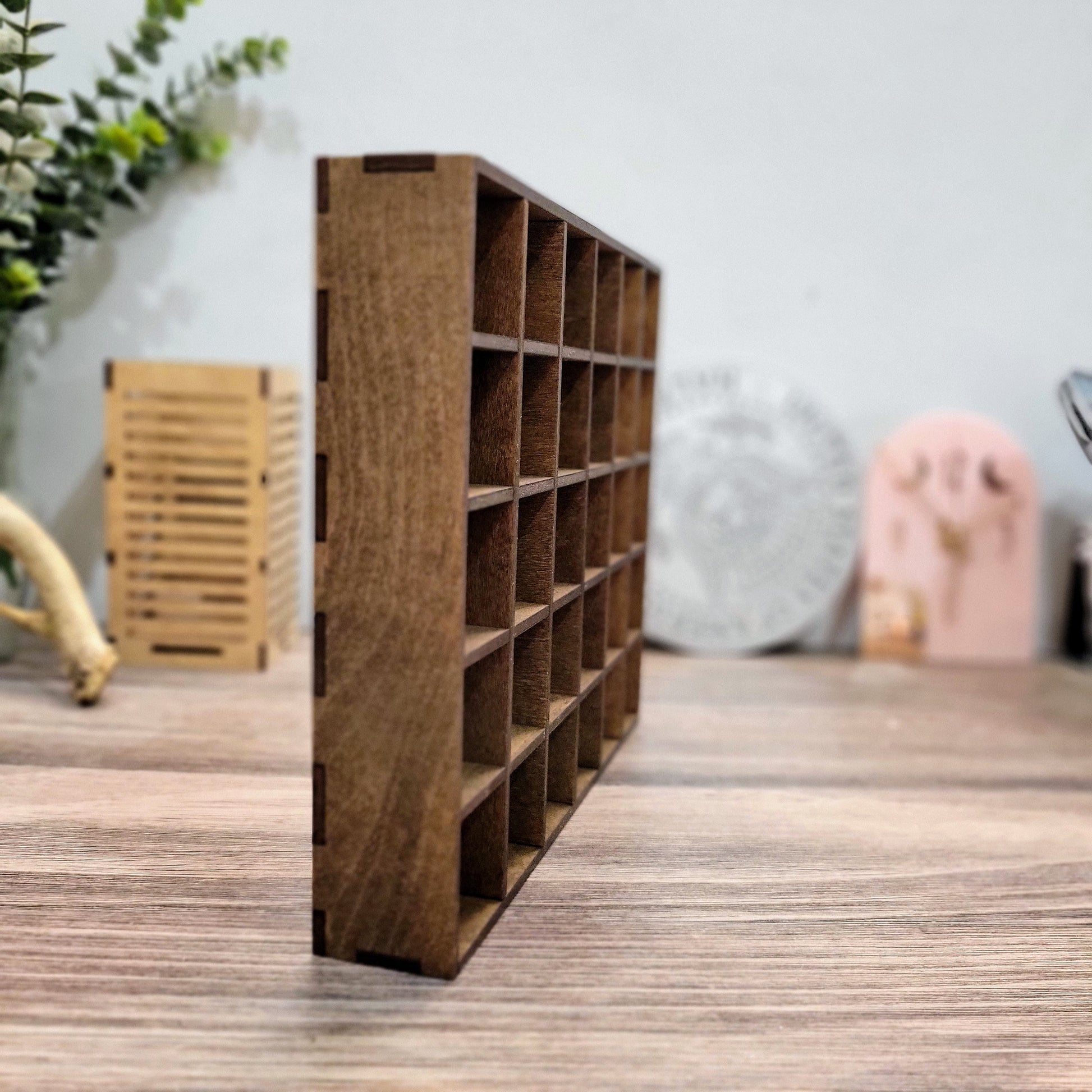 30 Compartment Wooden Display Shelf 2"X2"