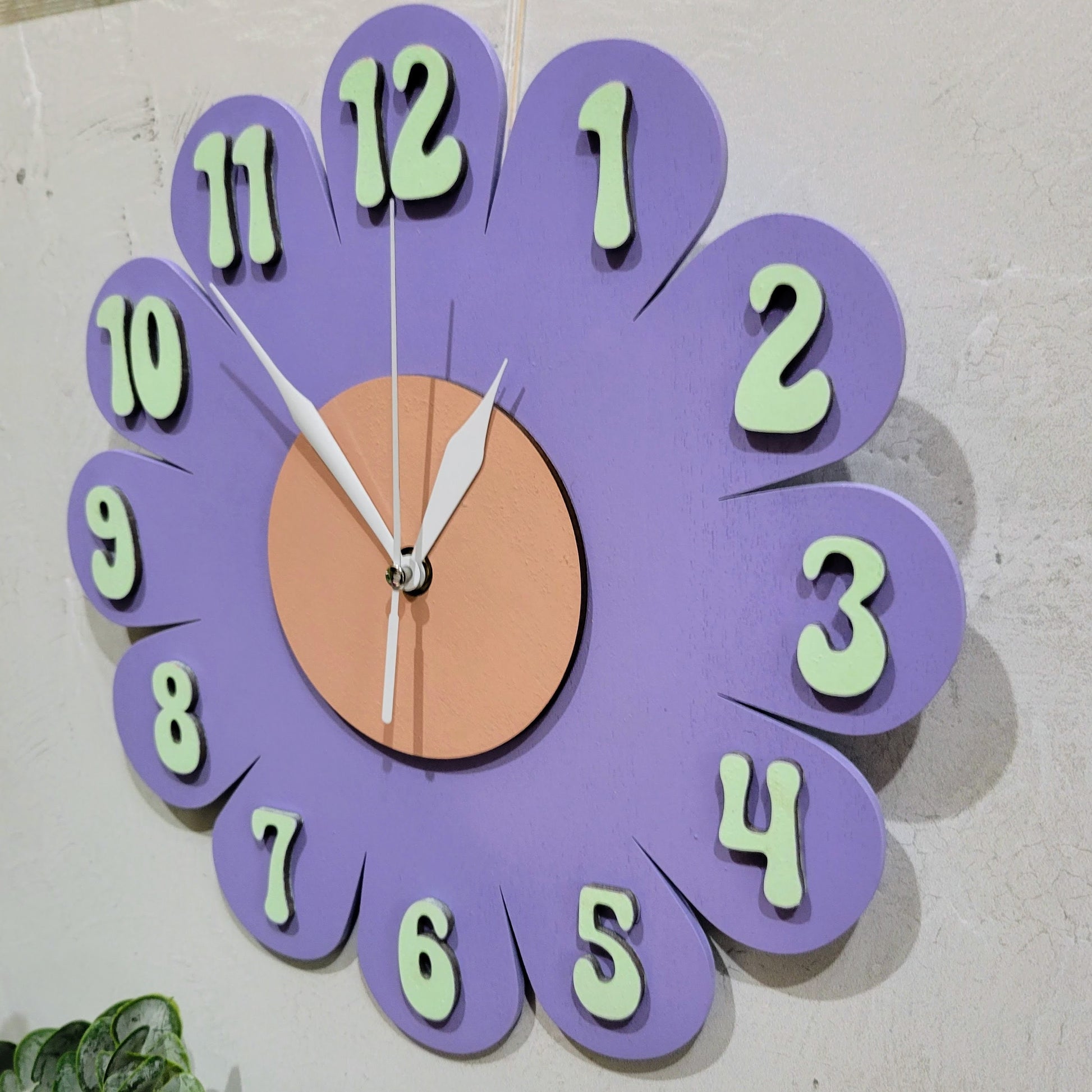 Lavender Daisy Wall Clock