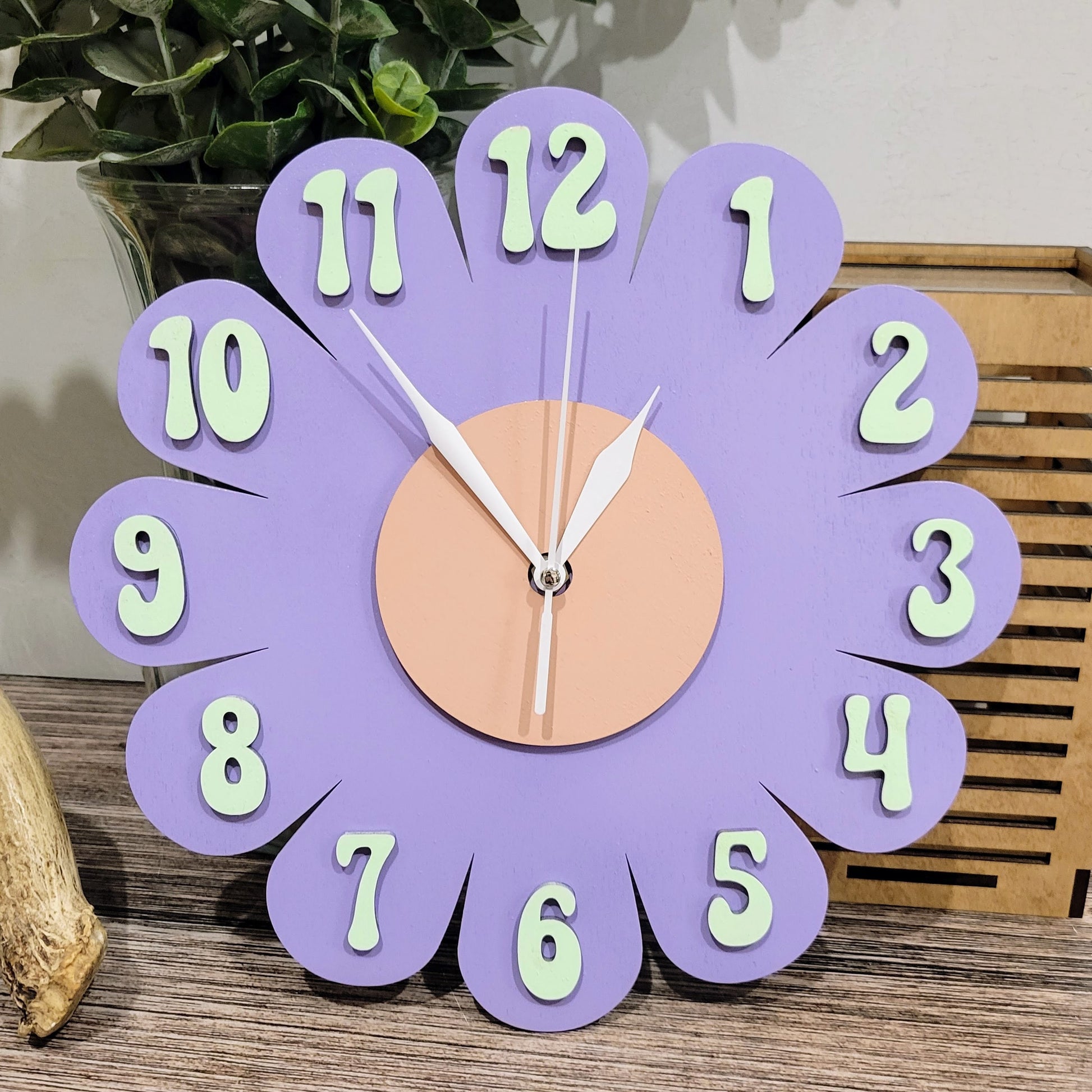 Lavender Daisy Wall Clock