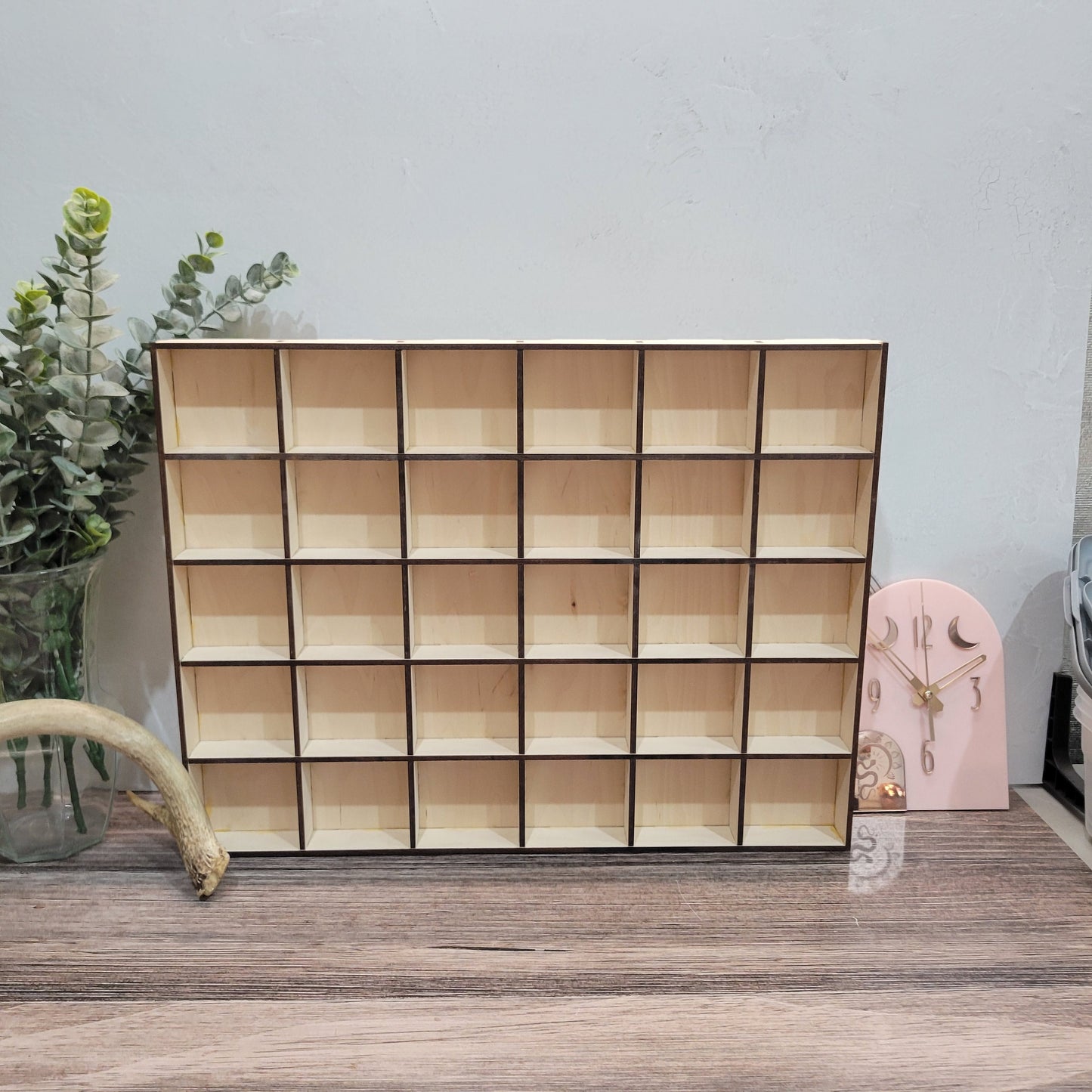 30 Compartment Wooden Display Shelf 3"x3"