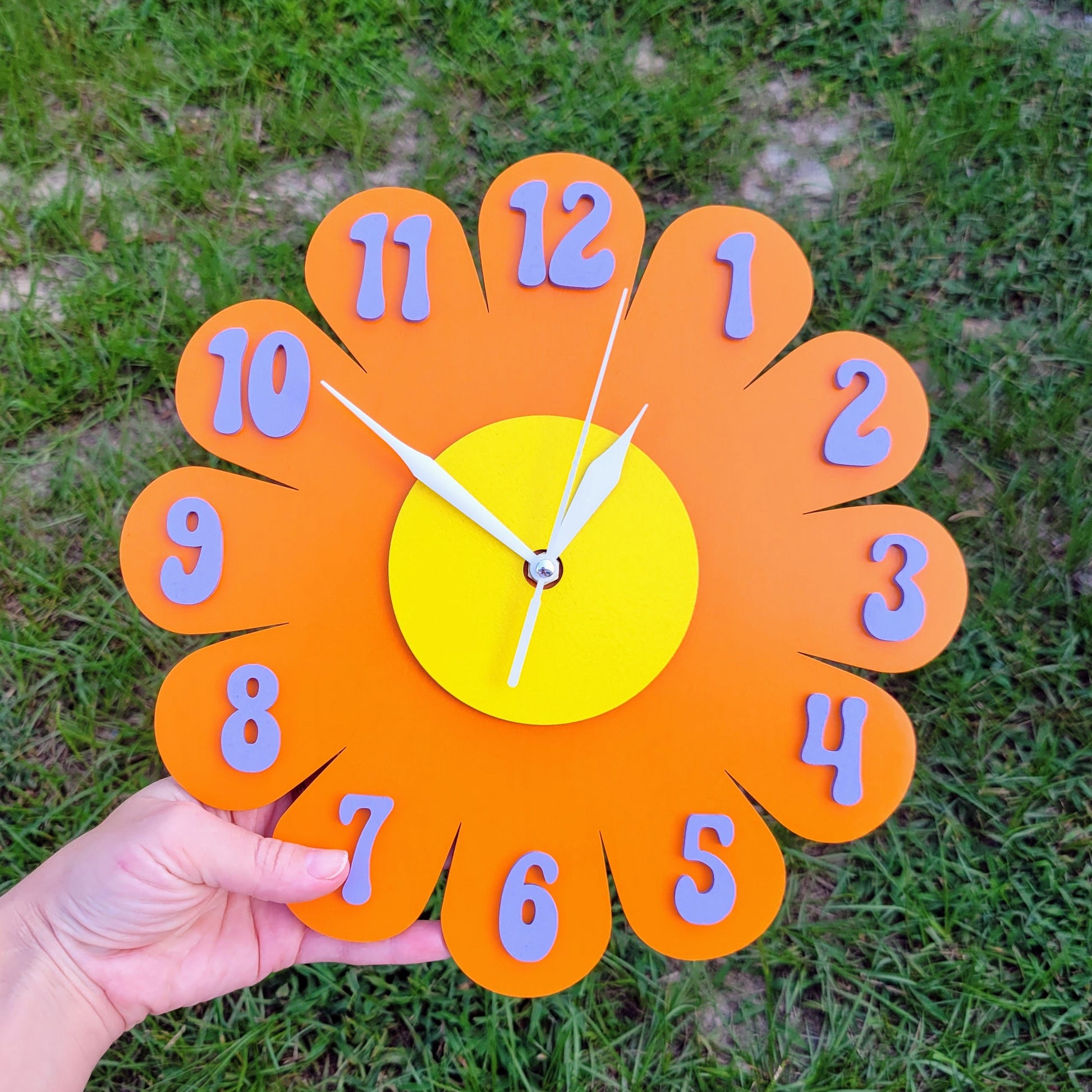 Orange Daisy Wall Clock
